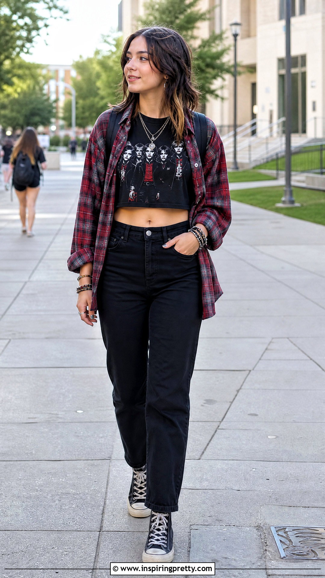 My Chemical Romance Crop Top With Flannel Shirt - 25 My Chemical Romance Crop Top outfit ideas