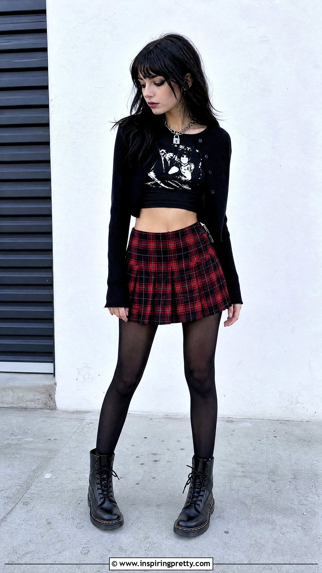 My Chemical Romance Crop Top With Plaid Mini Skirt - 25 My Chemical Romance Crop Top outfit ideas