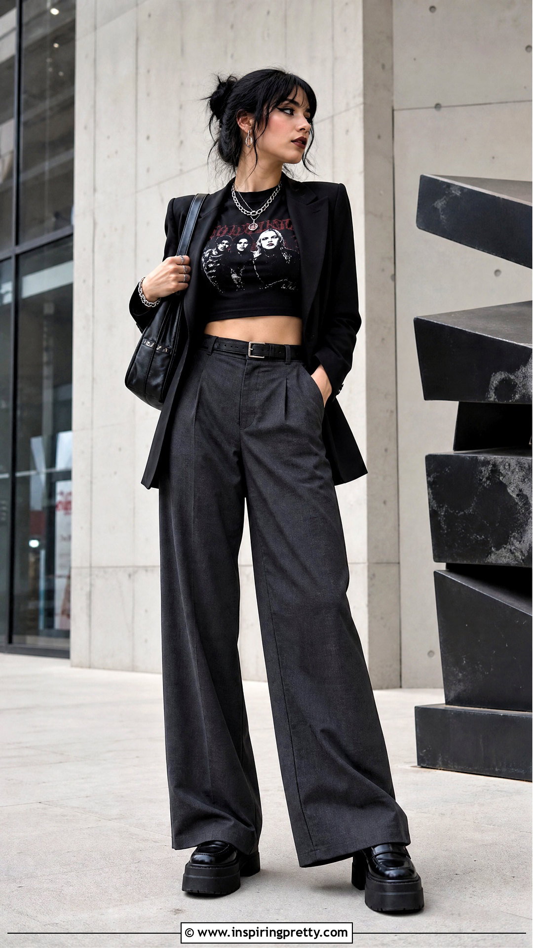 My Chemical Romance Crop Top With Wide Leg Trousers - 25 My Chemical Romance Crop Top outfit ideas