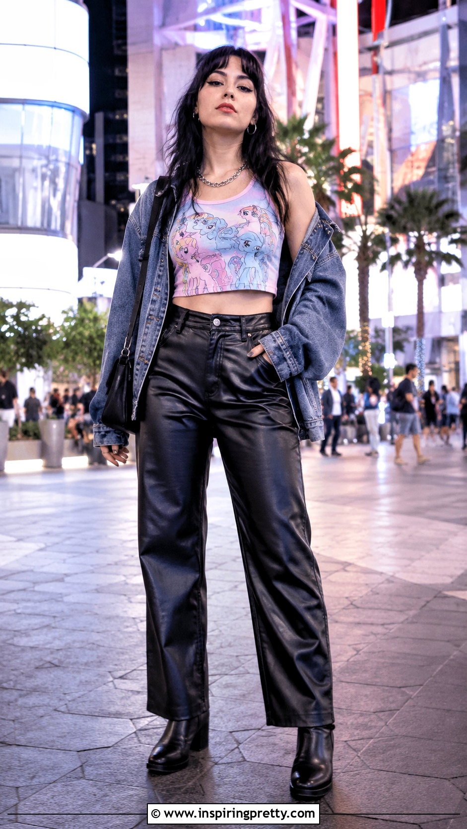 My Little Pony Crop Top With Faux Leather Pants - 25 my little pony crop top outfit ideas