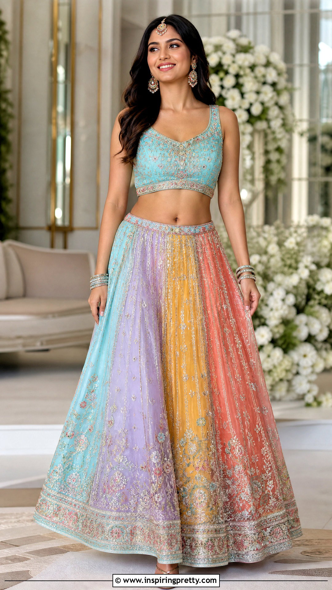 Naira Blue Crop Top And Multicolor Skirt - 25 Naira Crop Top And Skirt In Yrkkh ideas