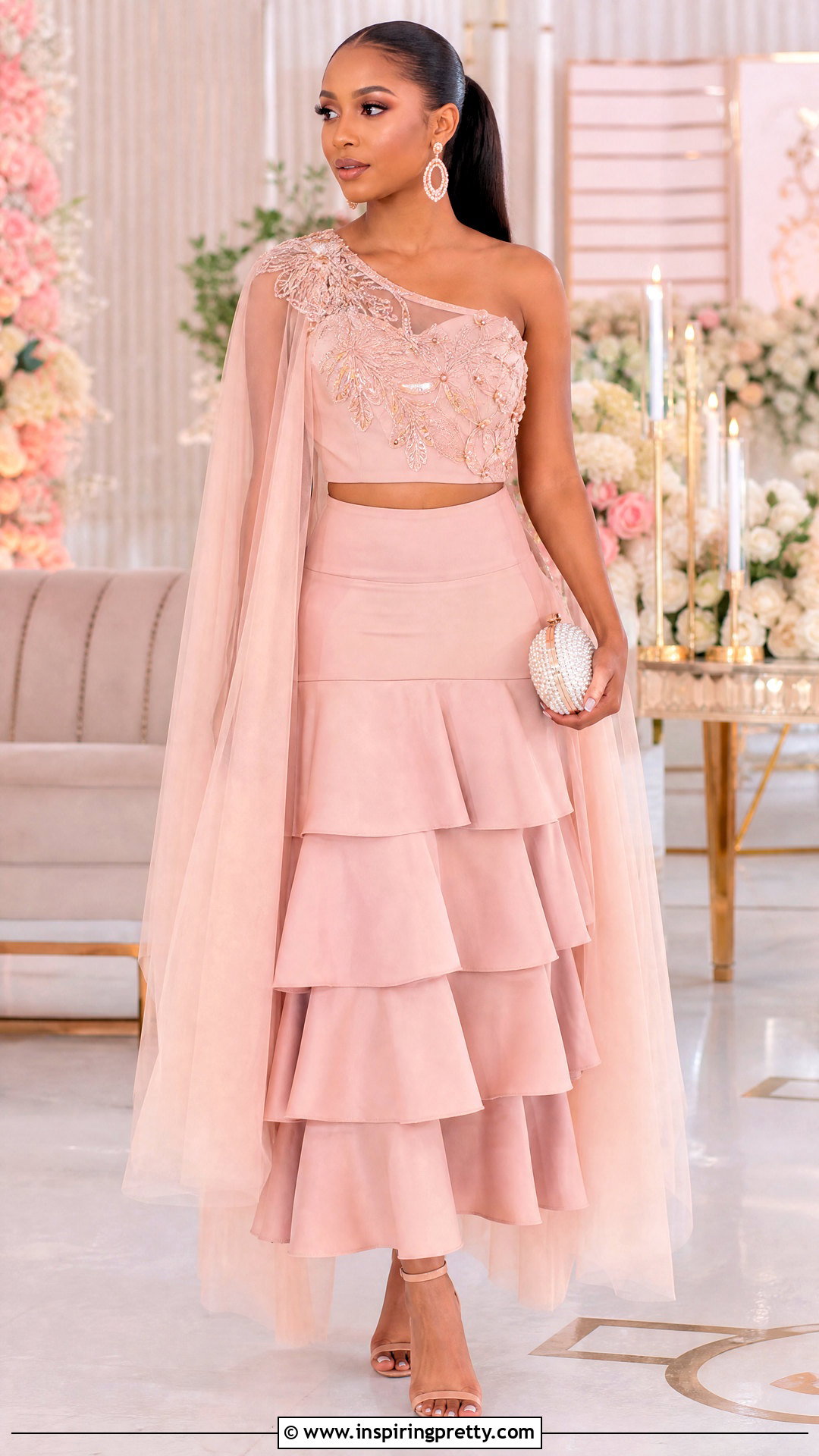 Naira Blush Crop Top And Ruffled Skirt - 25 Naira Crop Top And Skirt In Yrkkh ideas