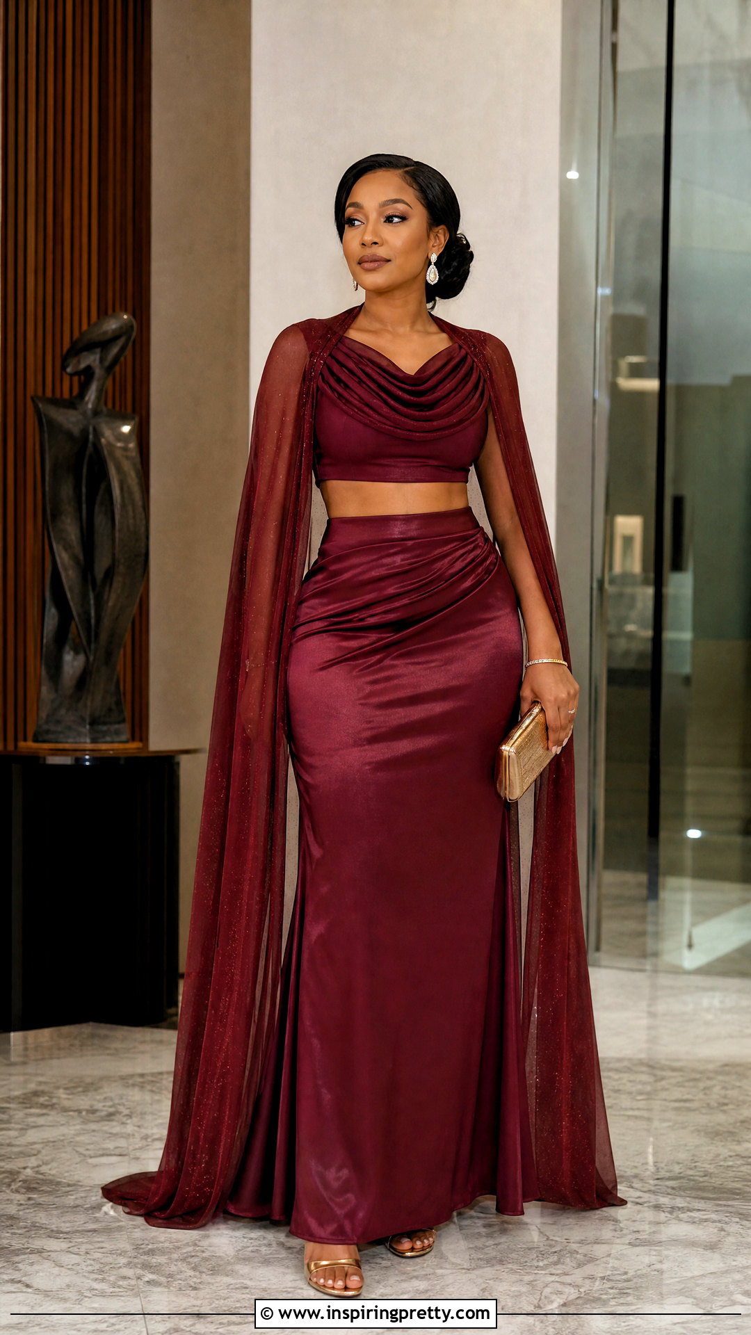 Naira Burgundy Crop Top And Satin Skirt - 25 Naira Crop Top And Skirt In Yrkkh ideas