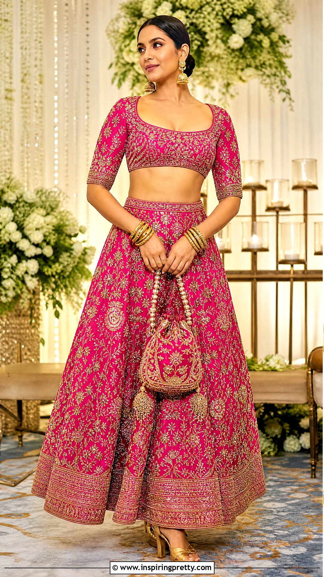 Naira Magenta Crop Top And Embroidered Skirt - 25 Naira Crop Top And Skirt In Yrkkh ideas