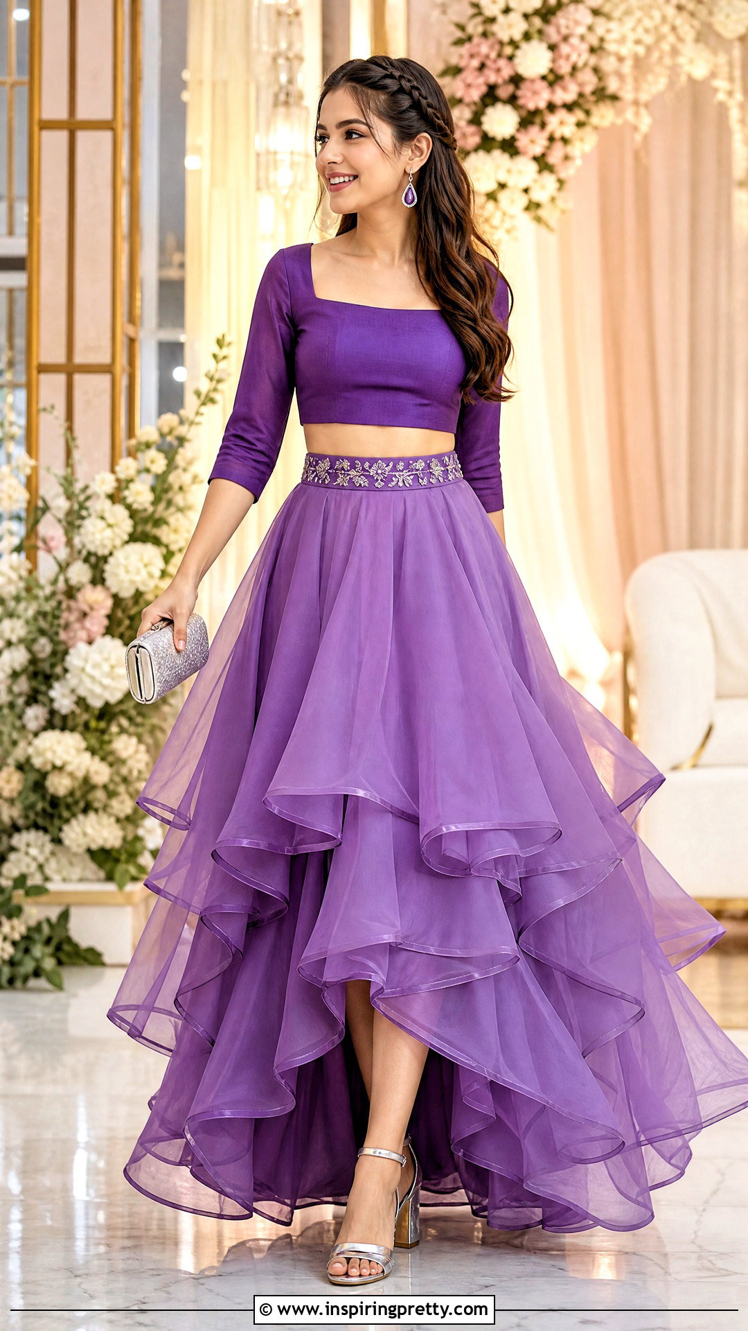 Naira Purple Crop Top And Layered Skirt - 25 Naira Crop Top And Skirt In Yrkkh ideas