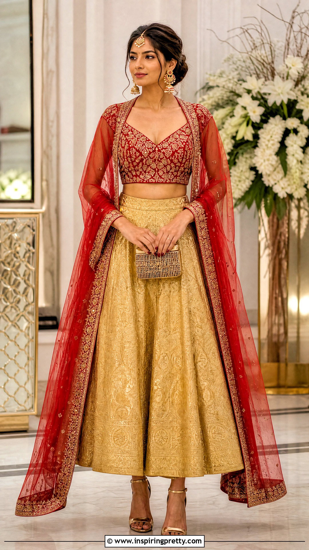Naira Red Crop Top And Gold Skirt - 25 Naira Crop Top And Skirt In Yrkkh ideas
