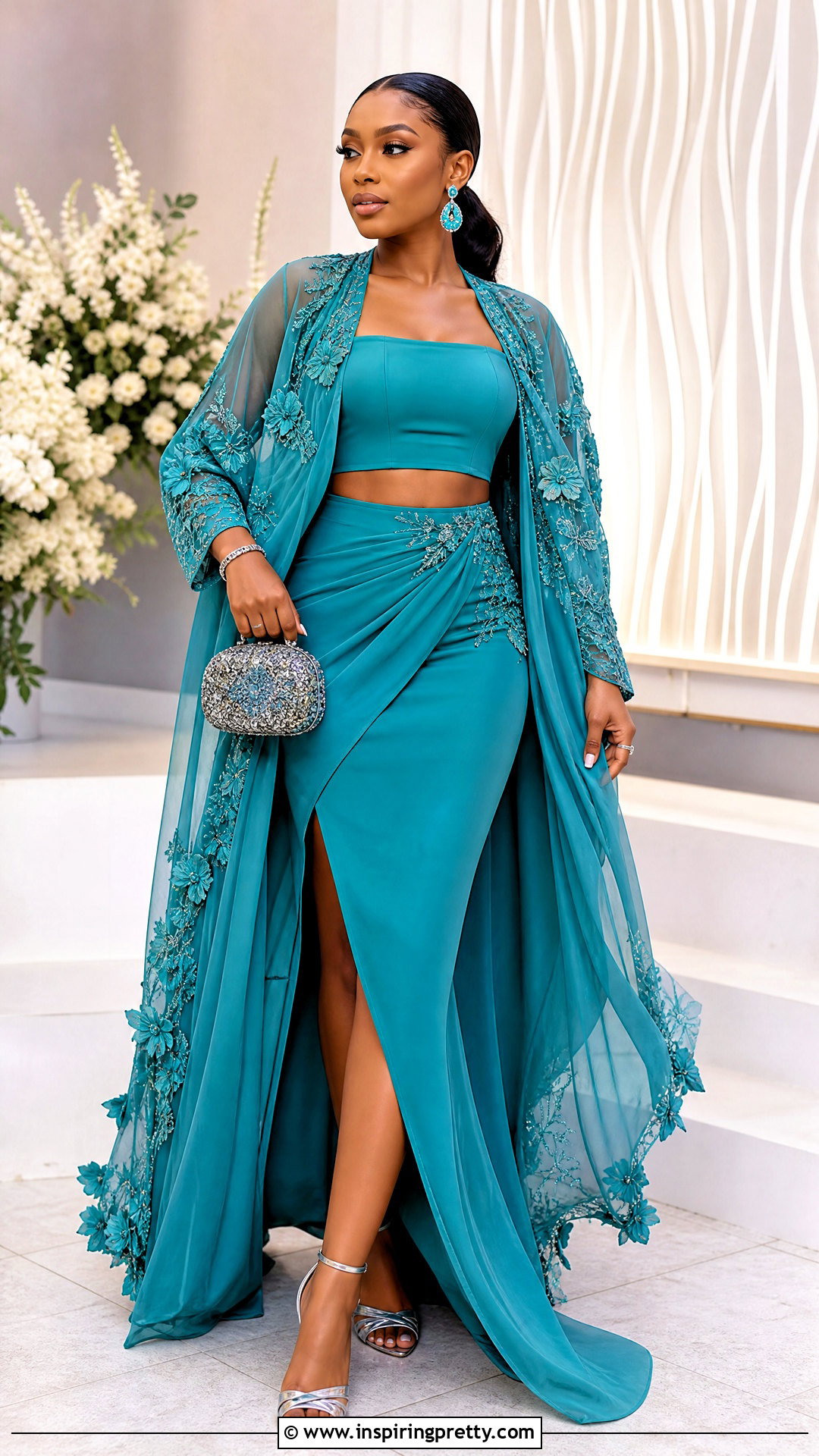 Naira Teal Crop Top And Cape Skirt - 25 Naira Crop Top And Skirt In Yrkkh ideas