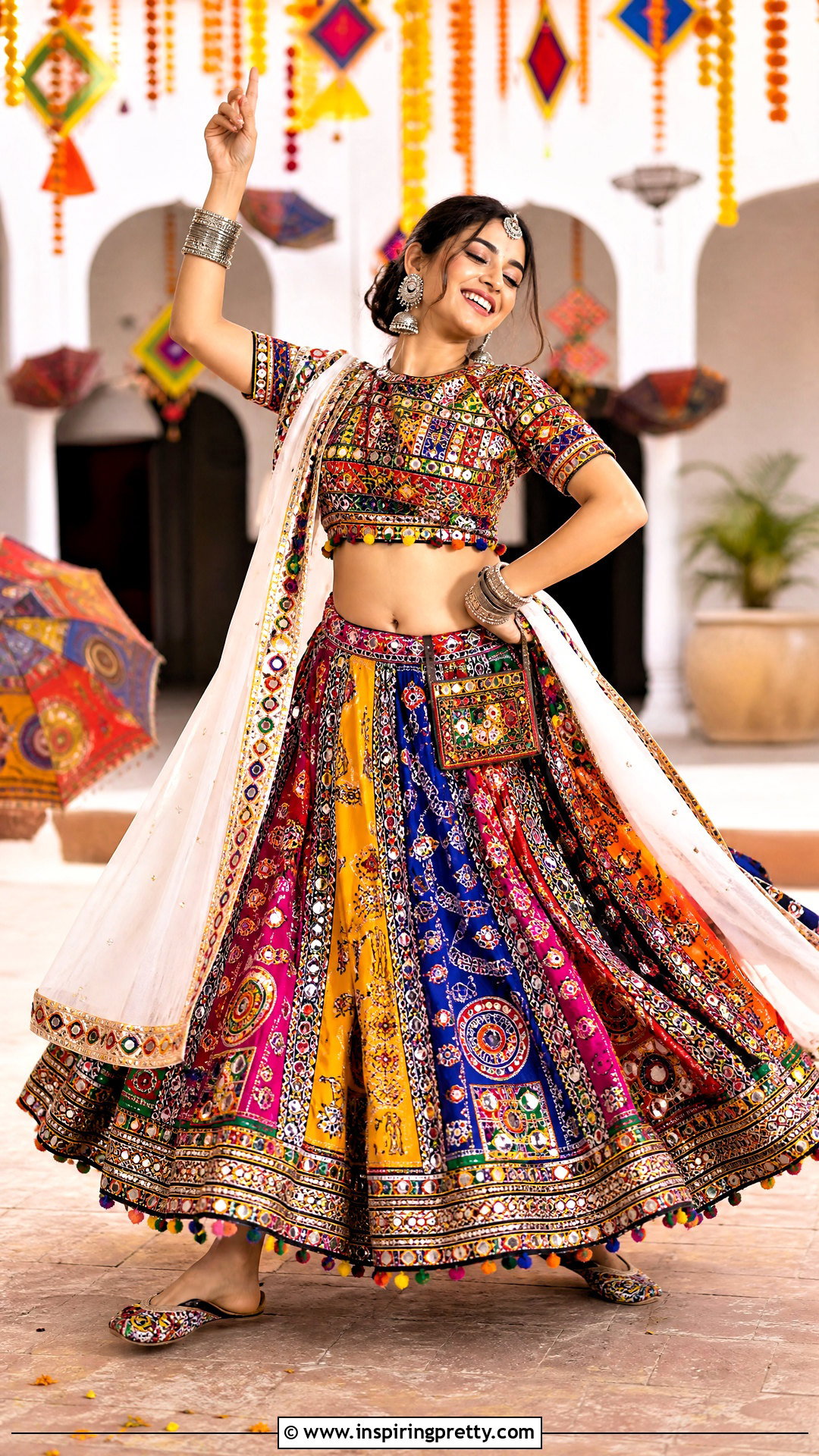 Navratri Skirt With Colorful Crop Top - 50 traditional skirt and top outfits