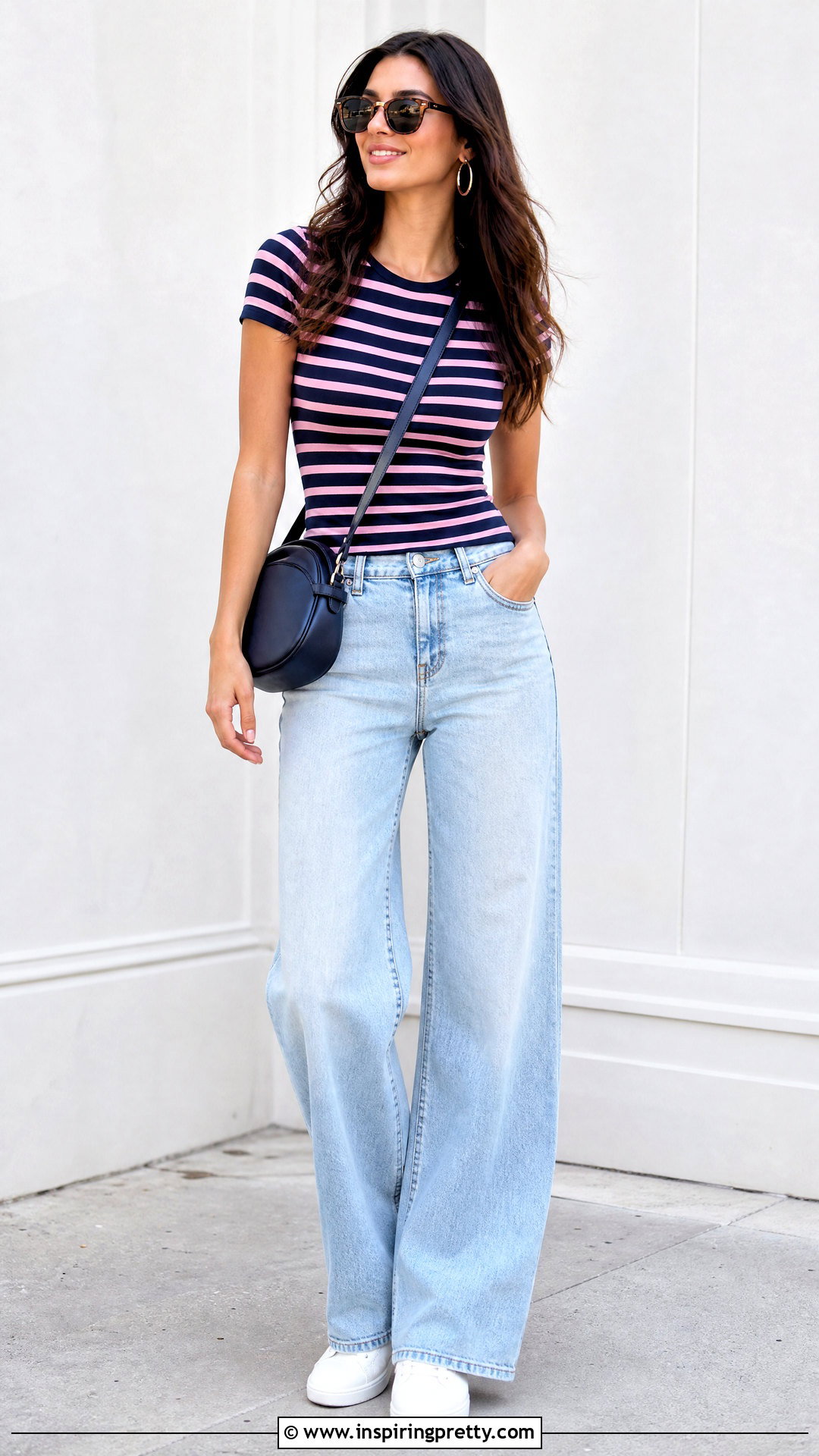 Navy And Pink Top With Light Wash Jeans - 25 Navy And Pink Top outfit ideas