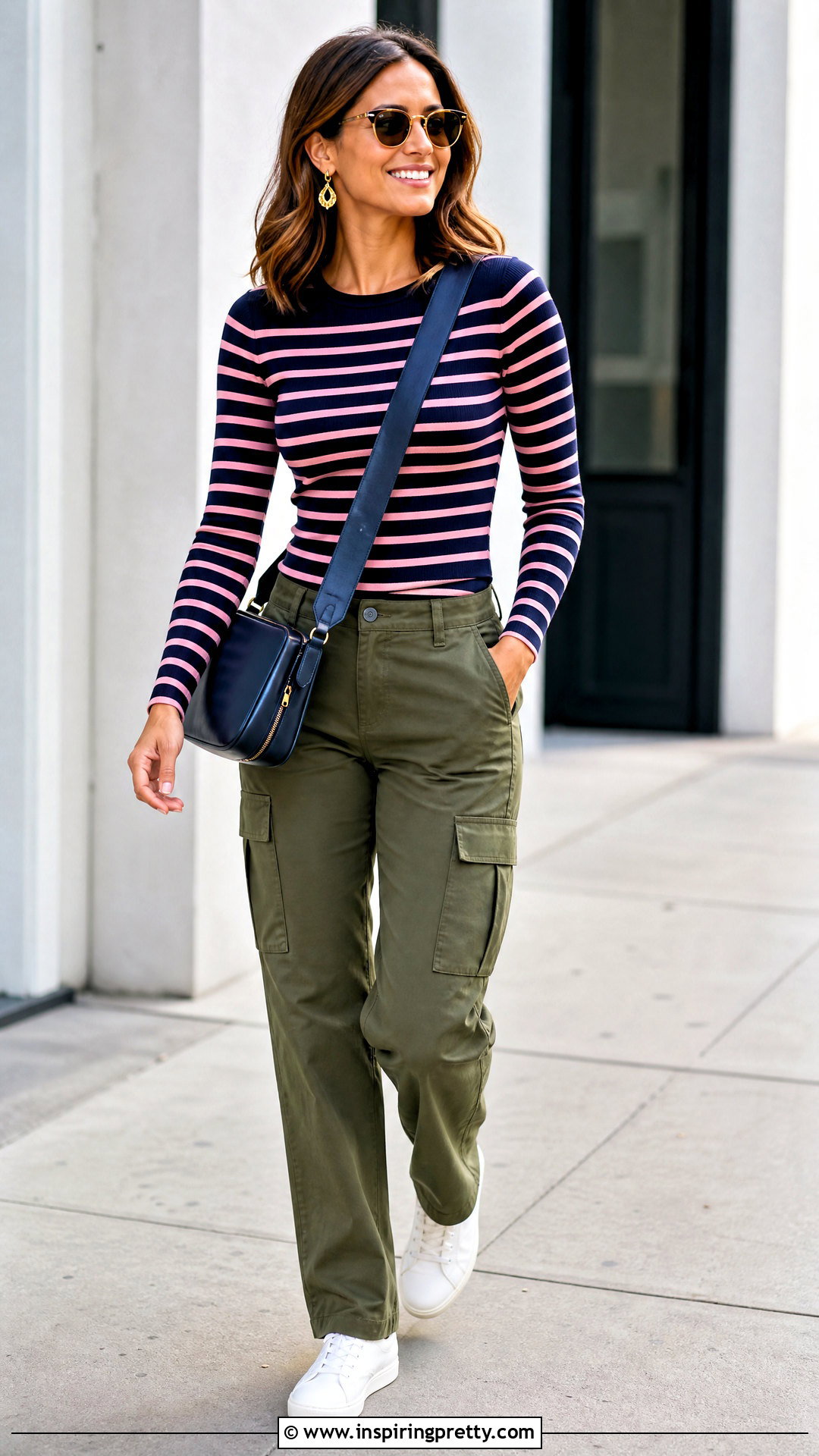Navy And Pink Top With Olive Cargo Pants - 25 Navy And Pink Top outfit ideas