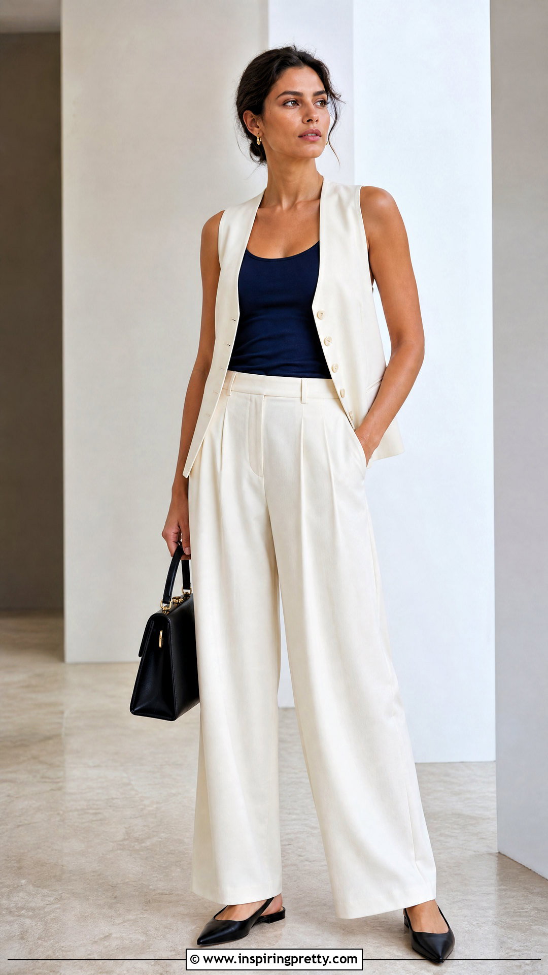 Navy Blue Tank Top With Suit Vest And Trousers - 50 navy blue tank top outfit ideas