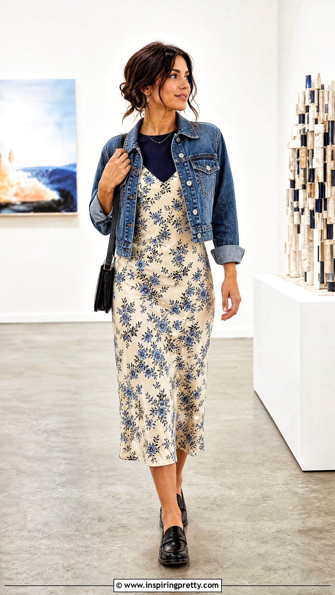 Navy Blue Top Under A Slip Dress - 50 navy blue top outfit ideas