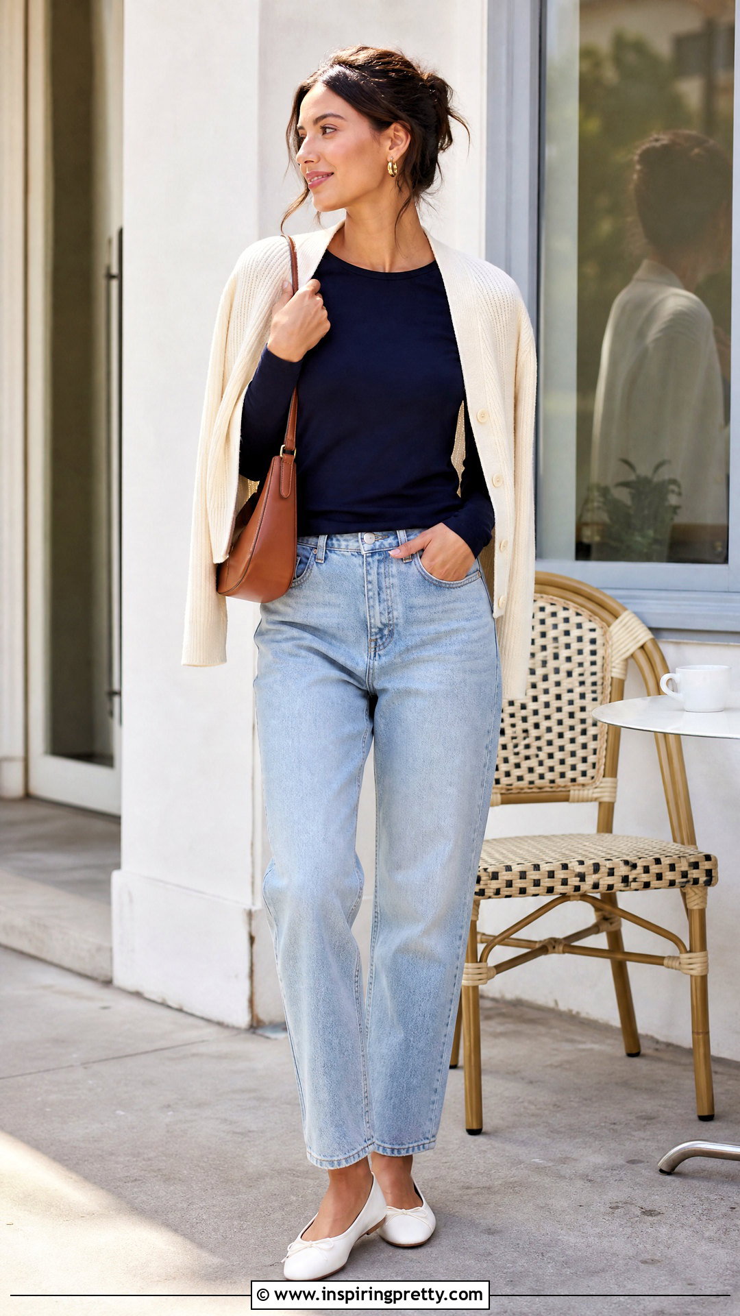 Navy Blue Top With Light Wash Jeans - 50 navy blue top outfit ideas
