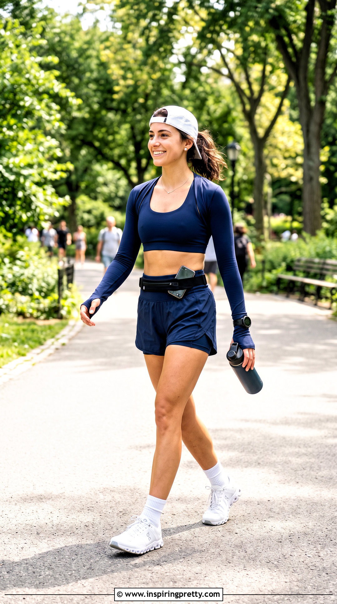 Navy Bolero Workout Top With Running Shorts - 20 Bolero Workout Top outfit ideas