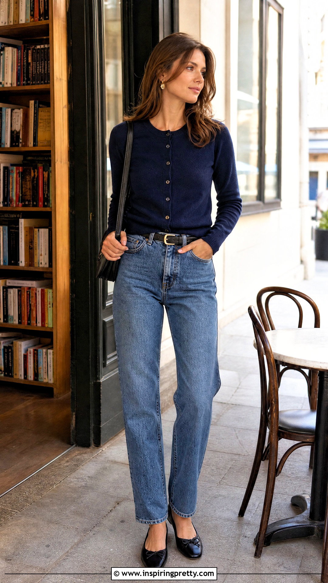 Navy Cardigan Top And Vintage Jeans - 20 Blue Top And Jeans Styles
