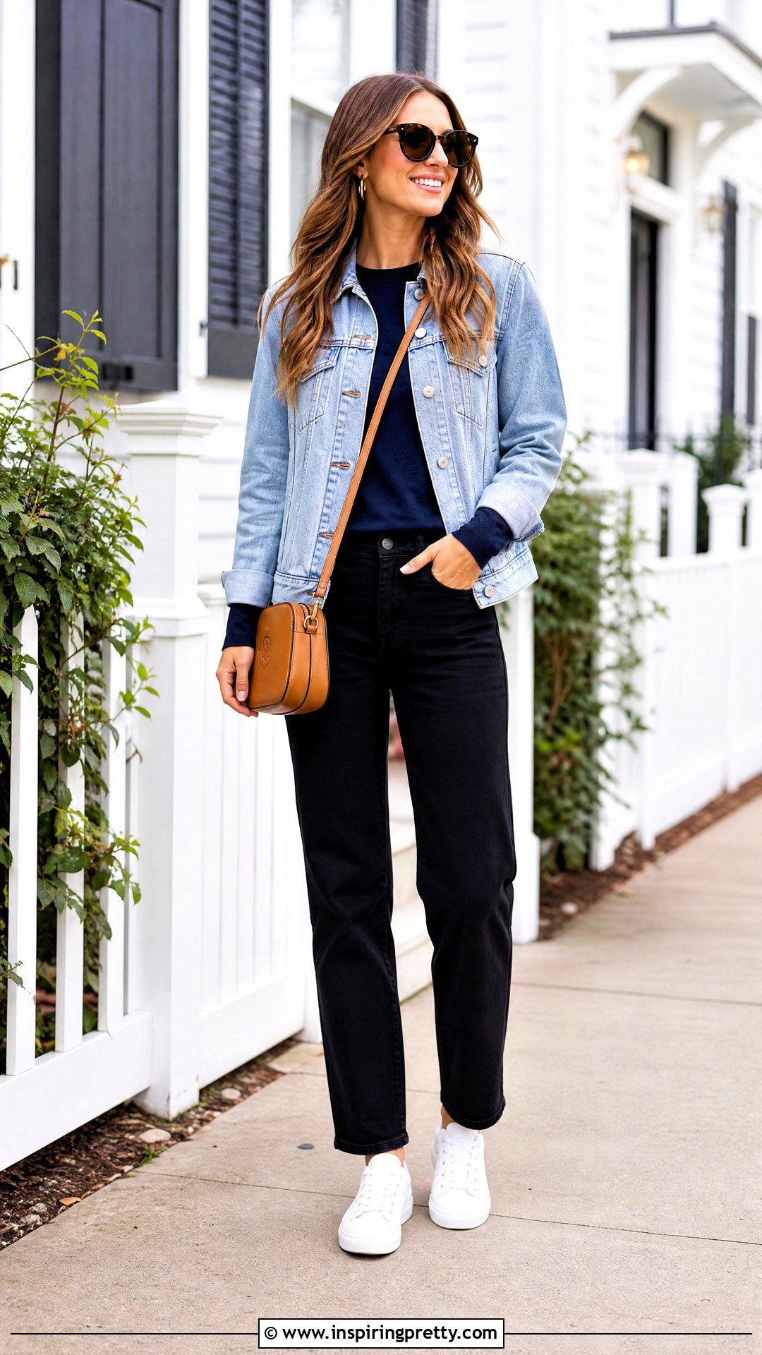 Navy Long Sleeve Top With Denim Jacket - 50 navy long sleeve top outfit ideas
