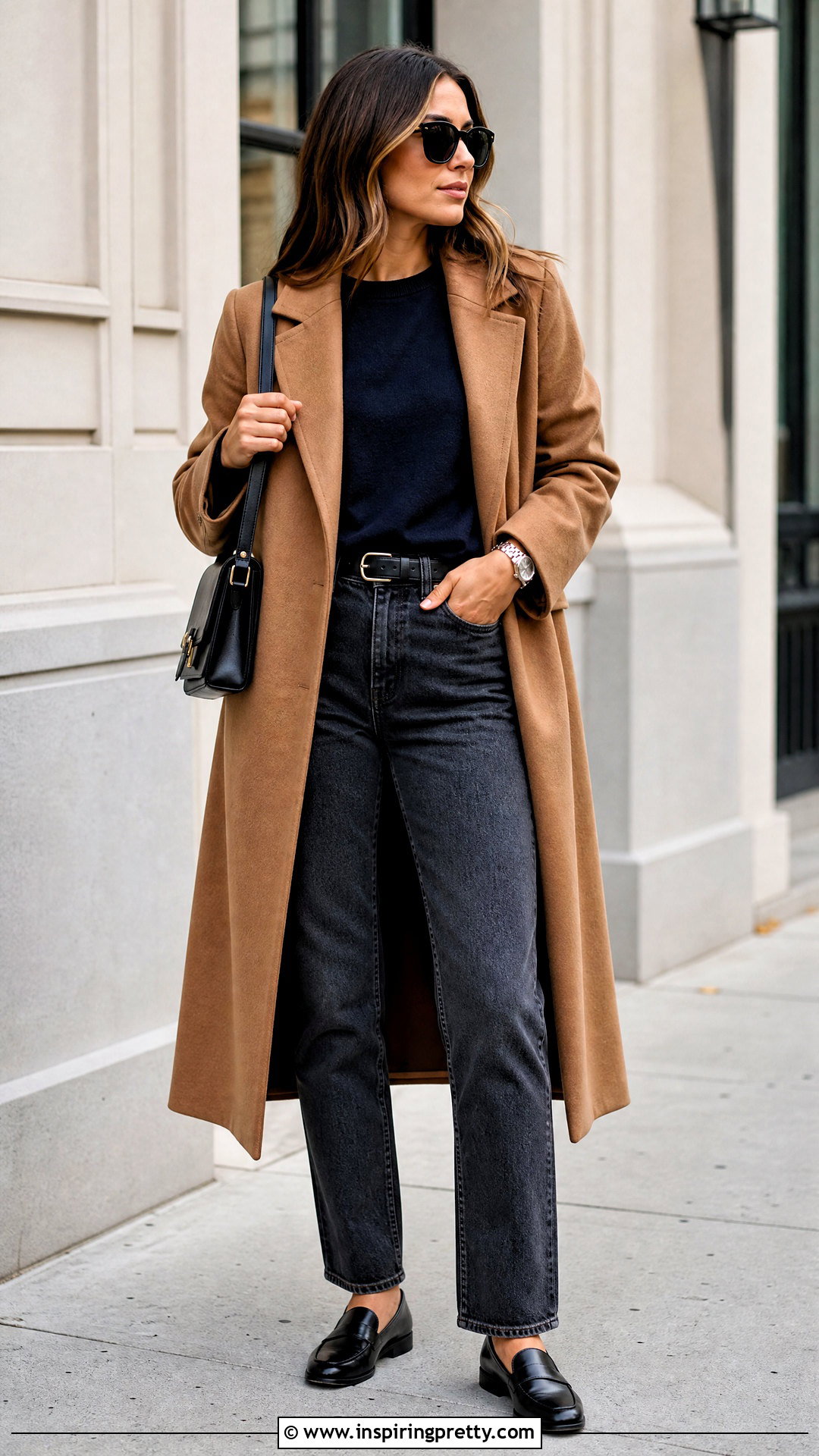 Navy Long Sleeve Top With Gray Jeans - 50 navy long sleeve top outfit ideas