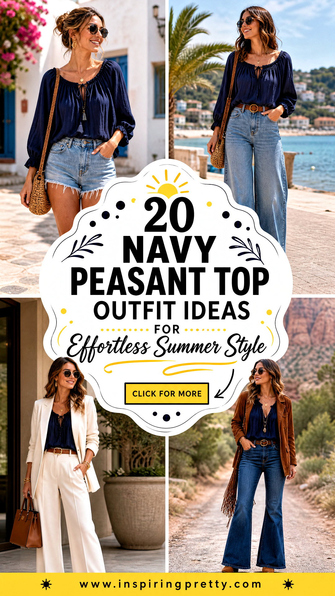 20 Navy Peasant Top Outfit Ideas for Effortless Summer Style - 20 Navy Peasant Top Outfit Ideas for Effortless Summer Style