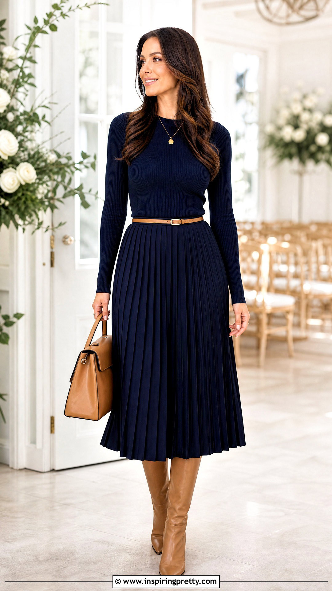 Navy Top With Navy Midi Skirt - 50 navy top outfit ideas