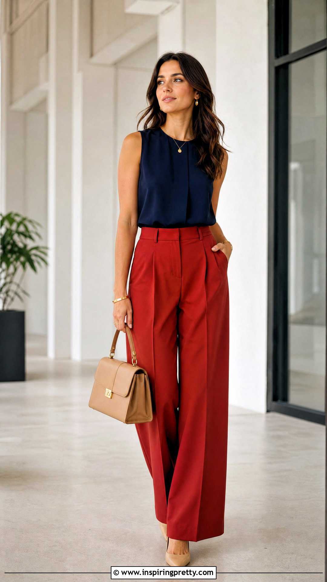 Navy Top With Red Trousers - 50 navy top outfit ideas
