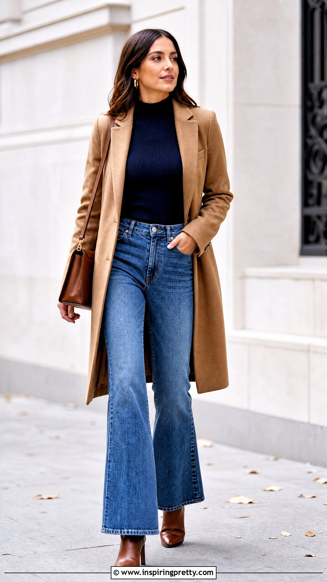 Navy Turtleneck And Flared Jeans - 20 Blue Top And Jeans Styles