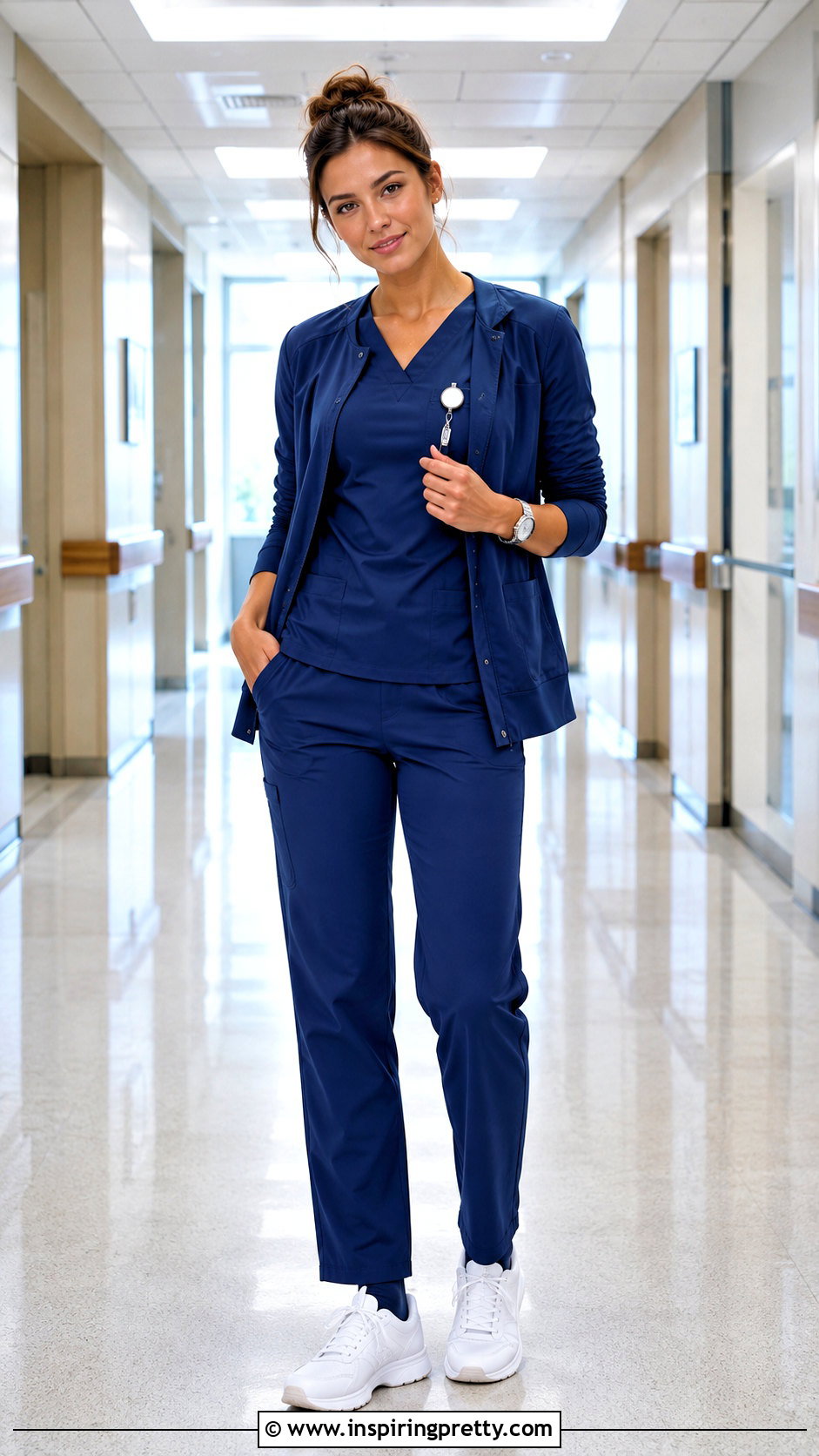 Navy V Neck Scrub Top Outfit - 20 Nurse Scrub Tops outfit ideas