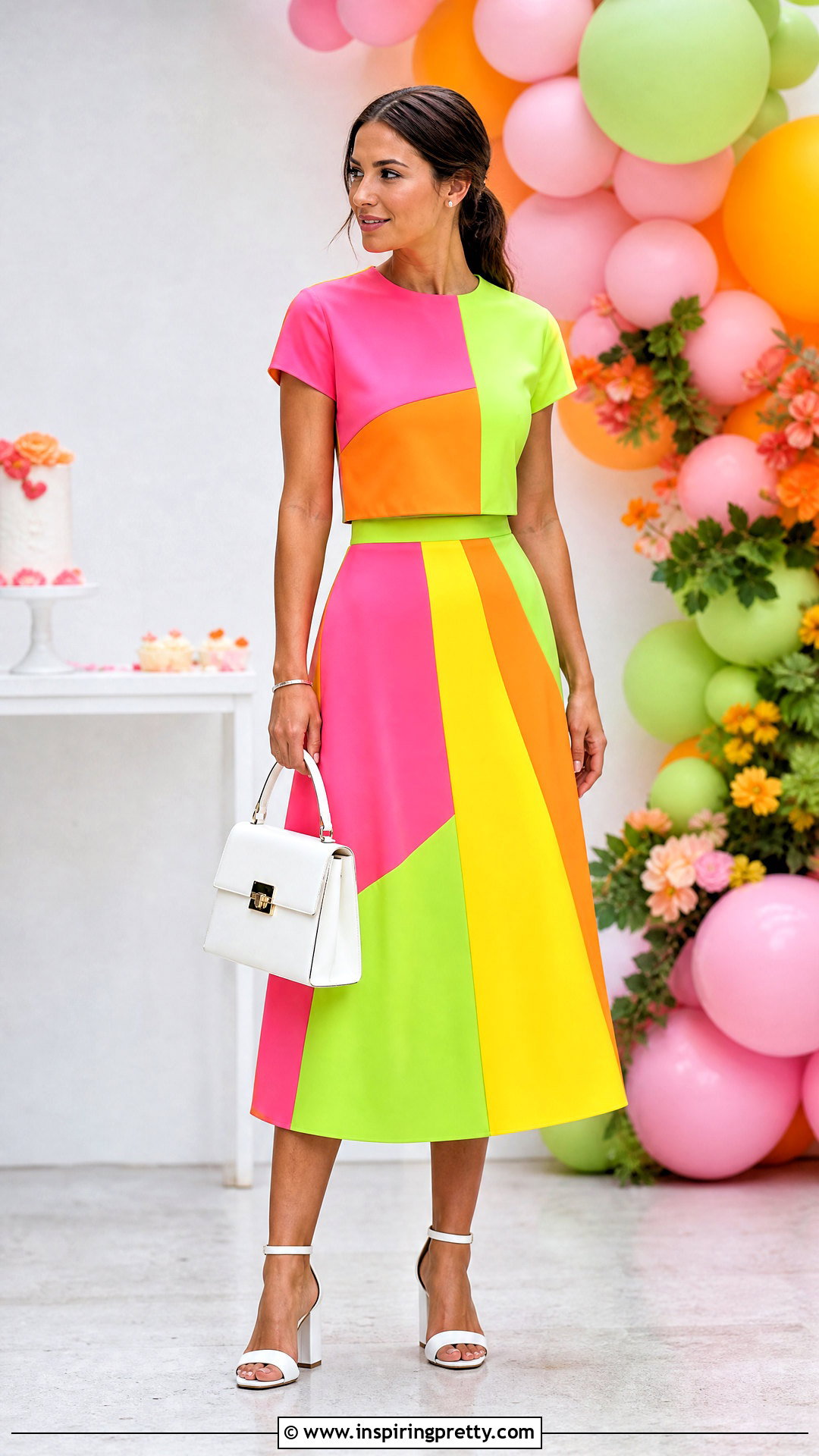 Neon Color Block Top And Skirt Set - 20 Neon Skirt And Top Set ideas