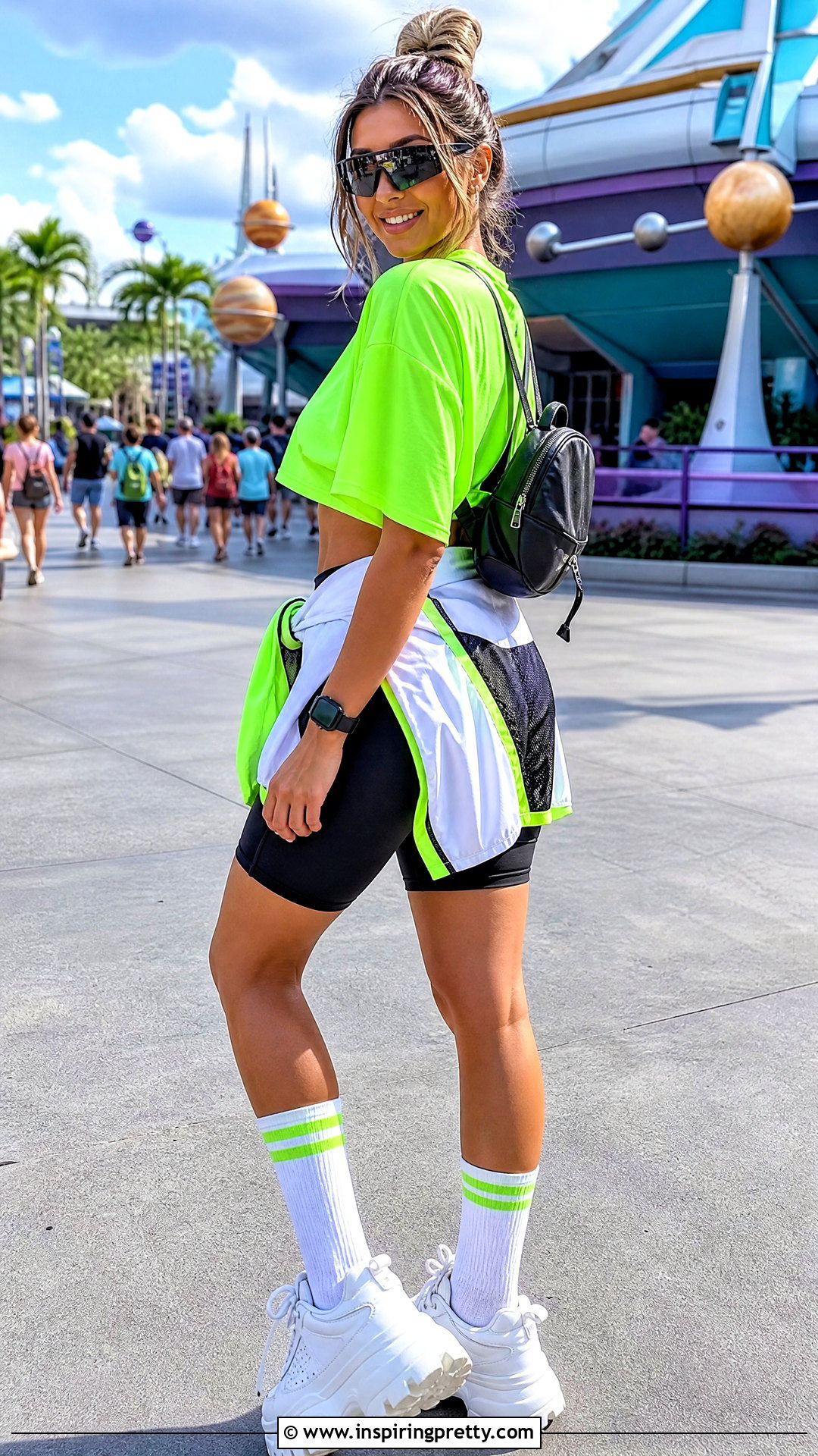 Neon Fortnite Crop Top Outfit With Biker Shorts - 20 Fortnite Crop Top outfit ideas