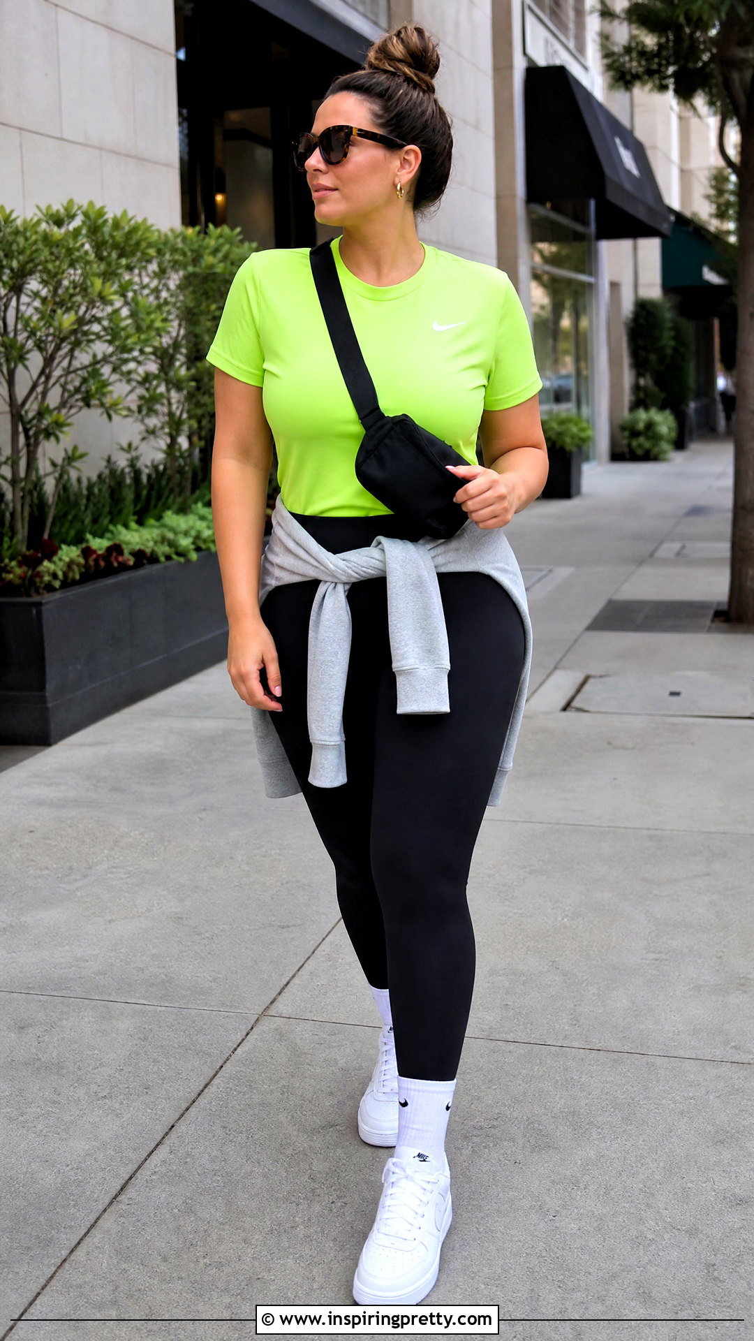 Neon Nike Top With Black Leggings and White Sneakers - 25 Neon Nike Top outfit ideas