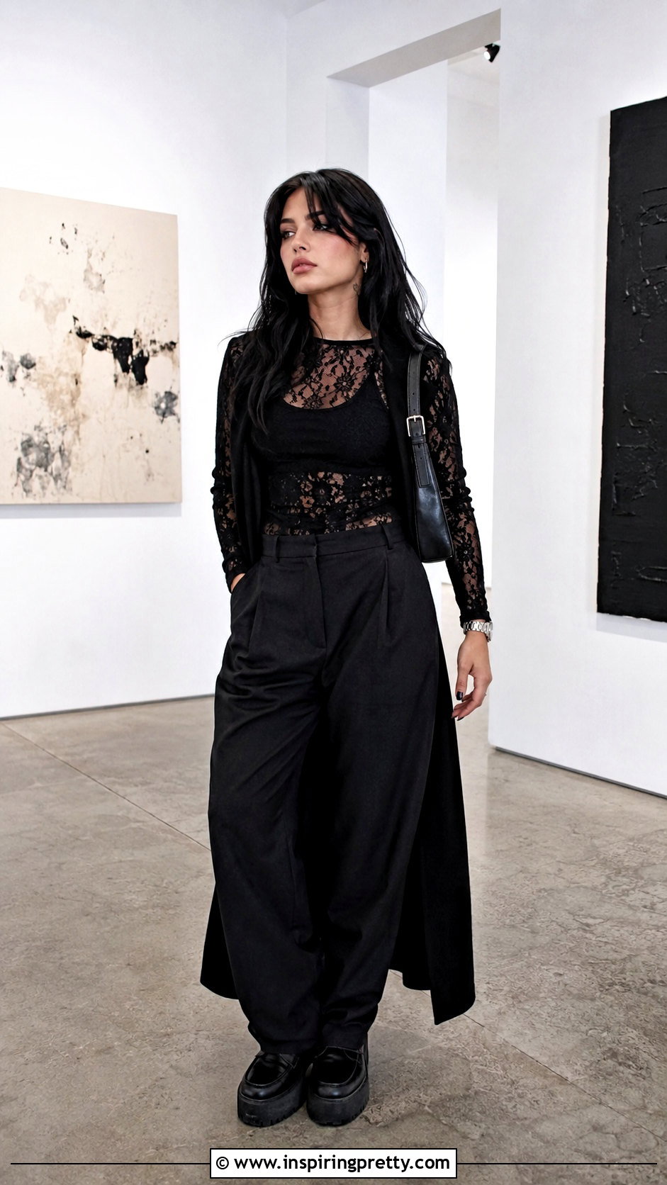 Nessa Barrett Sheer Lace Top With Tailored Trousers - 20 nessa barrett sheer top outfit ideas