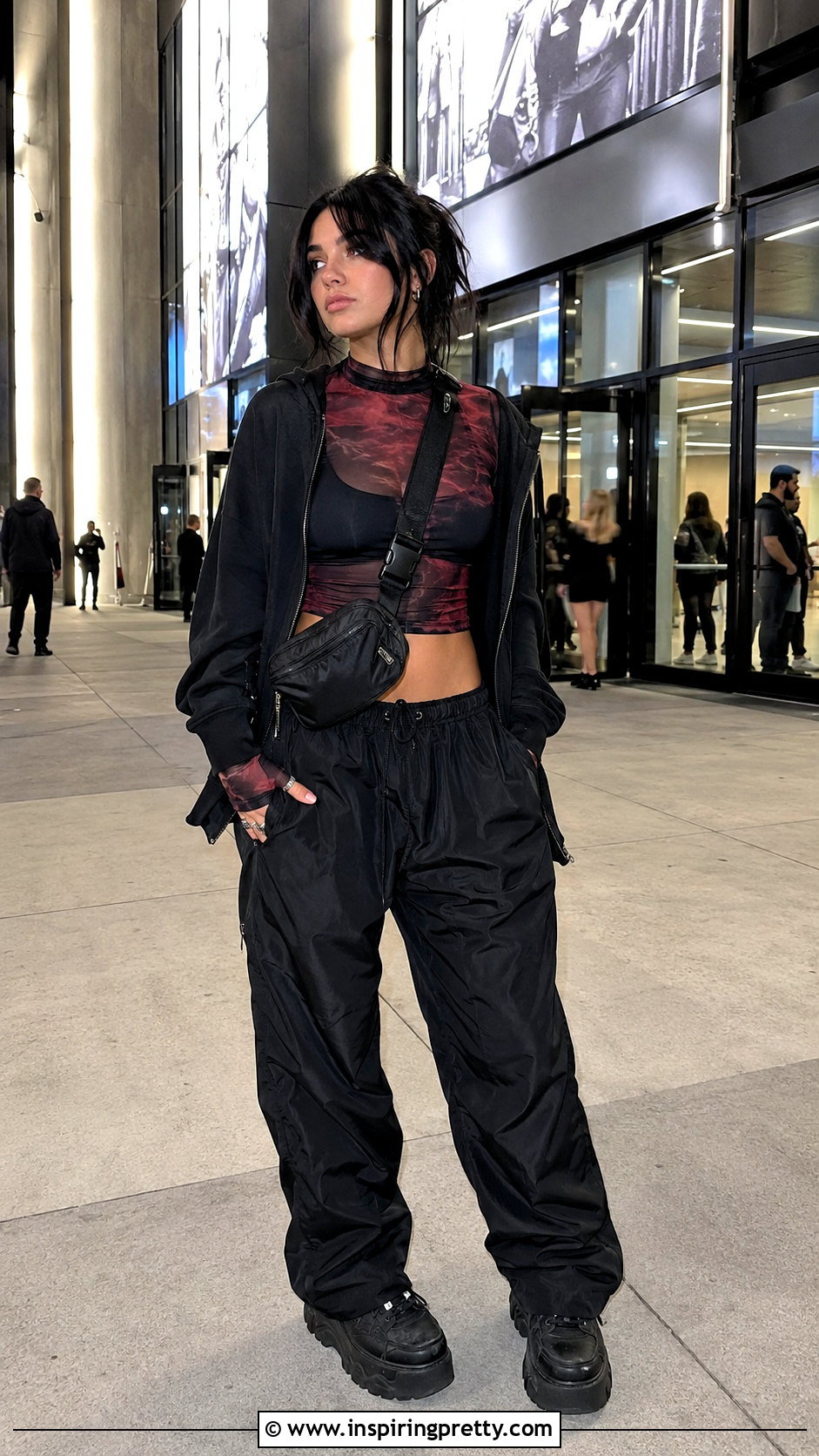 Nessa Barrett Sheer Top With Parachute Pants - 20 nessa barrett sheer top outfit ideas