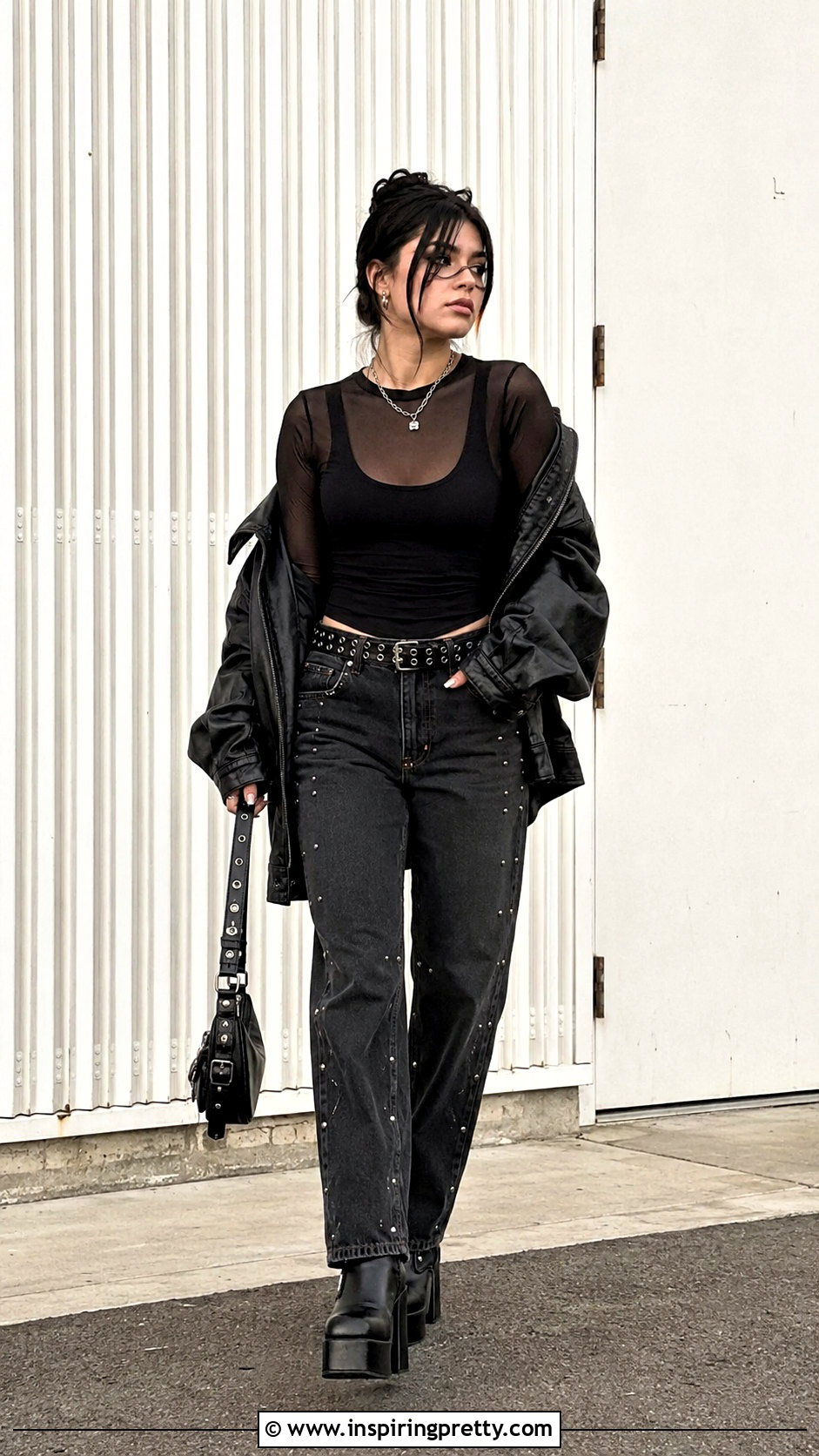 Nessa Barrett Sheer Top With Studded Jeans - 20 nessa barrett sheer top outfit ideas