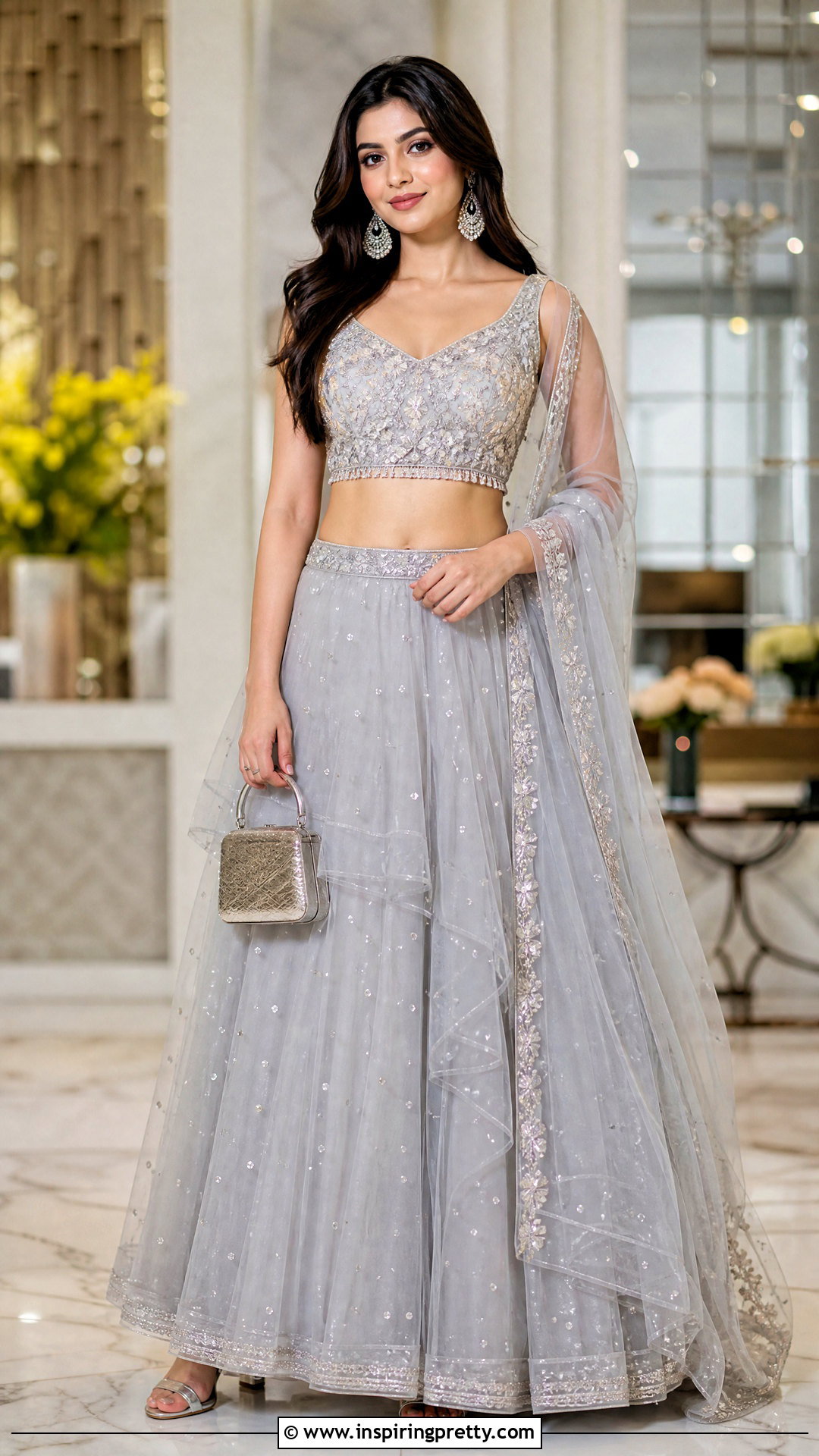 Net Crop Top Lehenga - 50 crop top lehenga outfit ideas