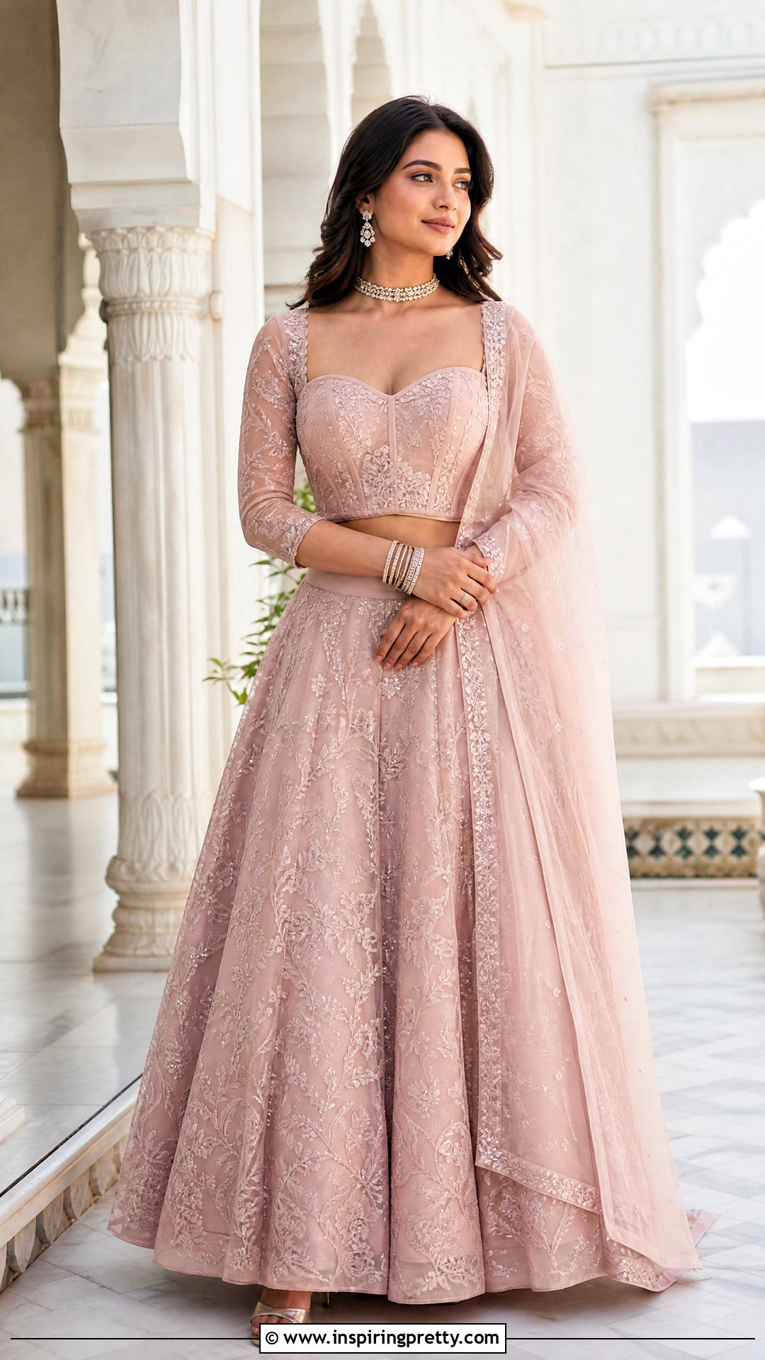 Net Sleeve Lehenga Top - 50 lehenga top design ideas