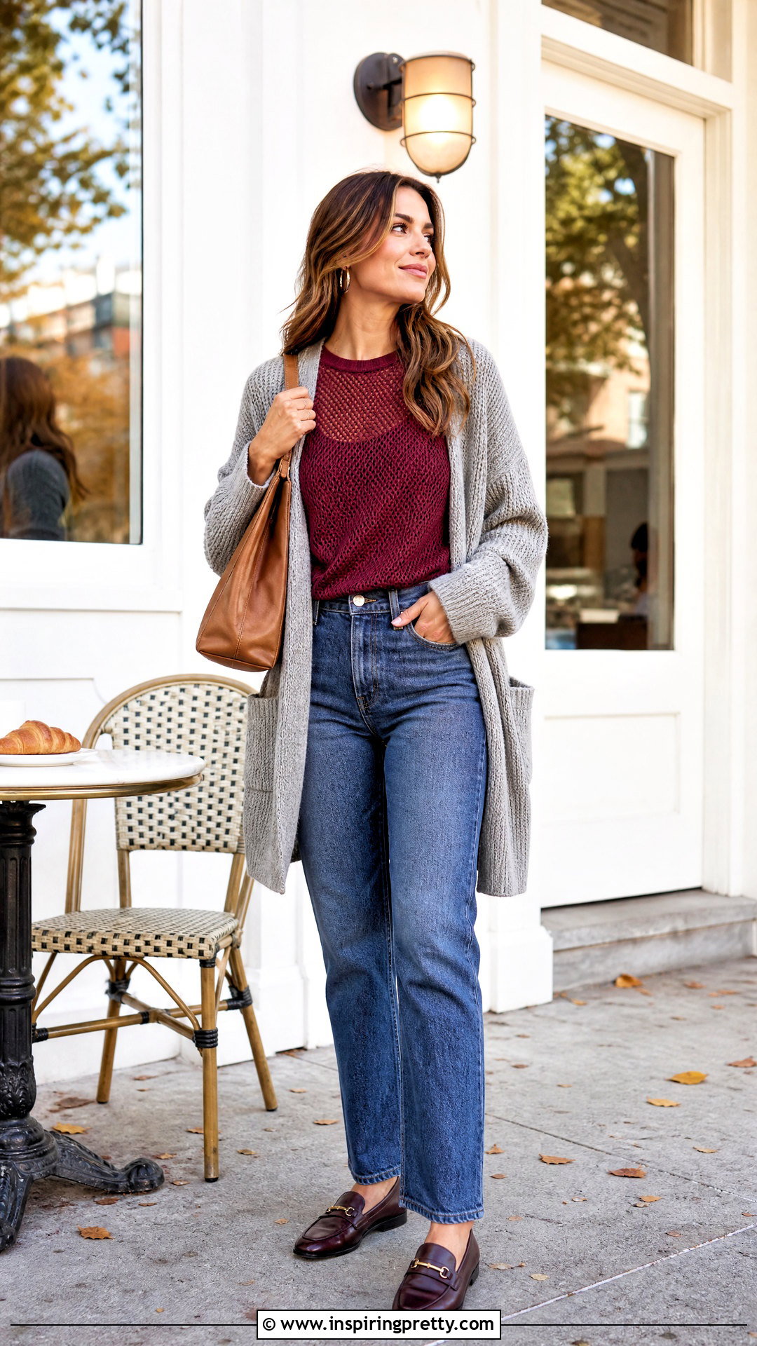 Net Top With A Knit Cardigan And Jeans - 50 net top outfits
