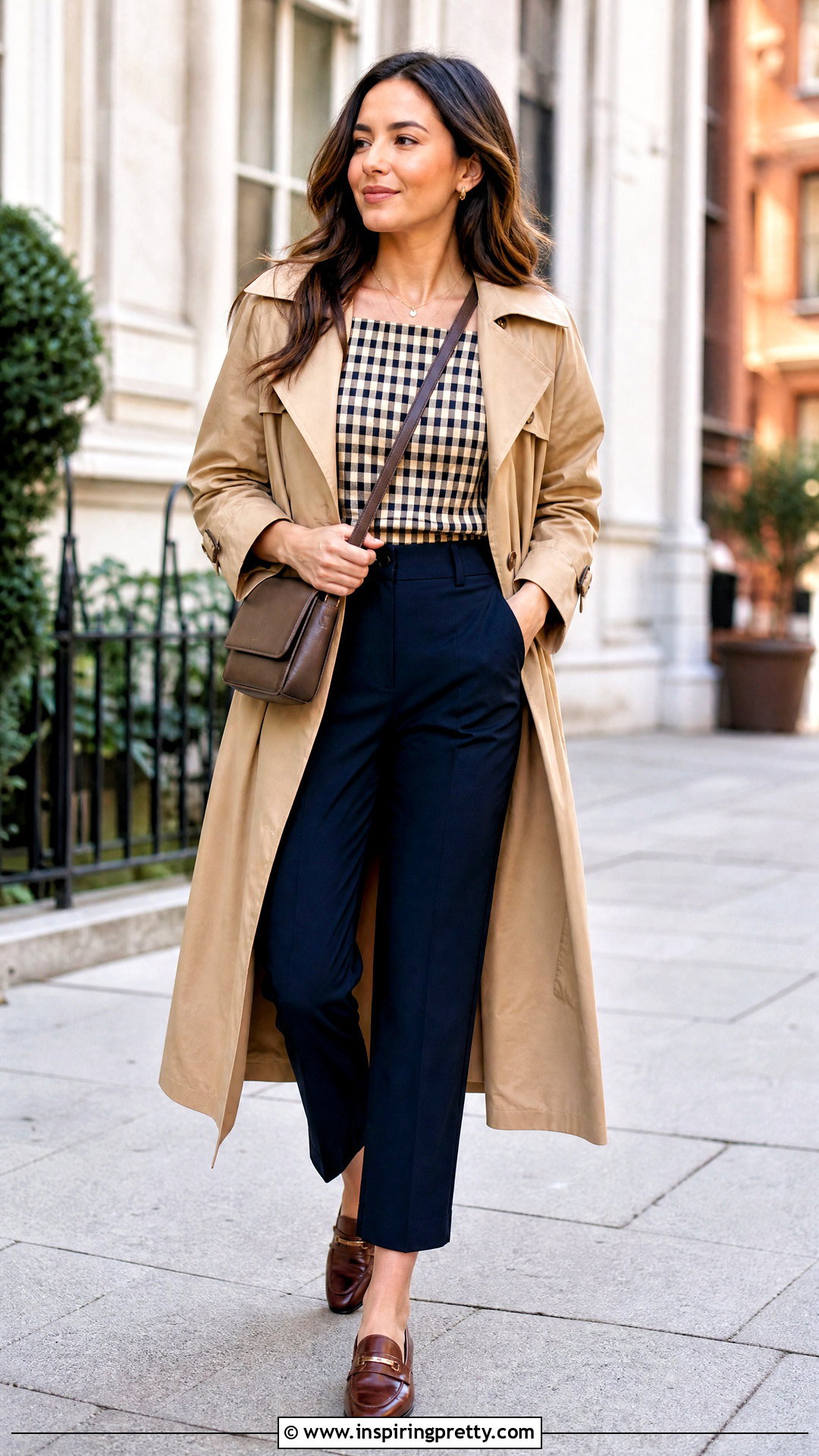 Neuflora Leland Top With a Trench Coat and Trousers - 20 neuflora leland top outfit ideas
