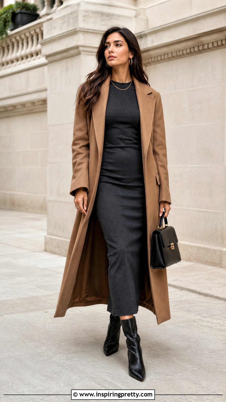 Neutral Coat And Column Dress Outfit - 50 top ideas