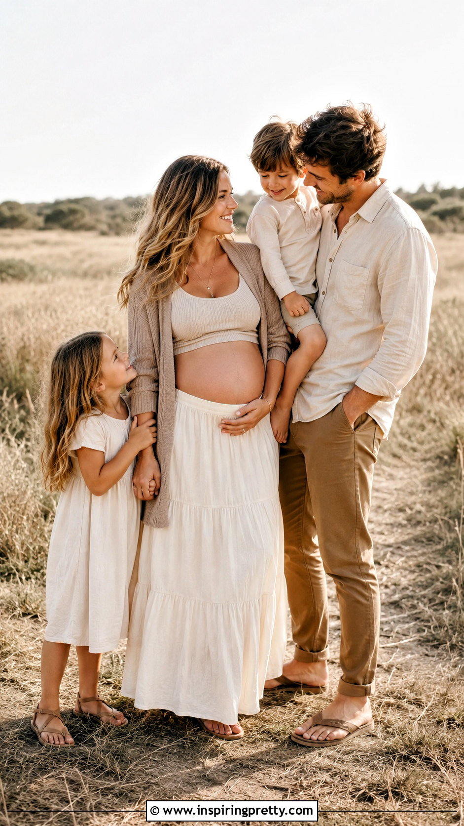 Neutral Maternity Crop Top And Maxi Skirt Photoshoot - 25 maternity crop top photoshoot ideas