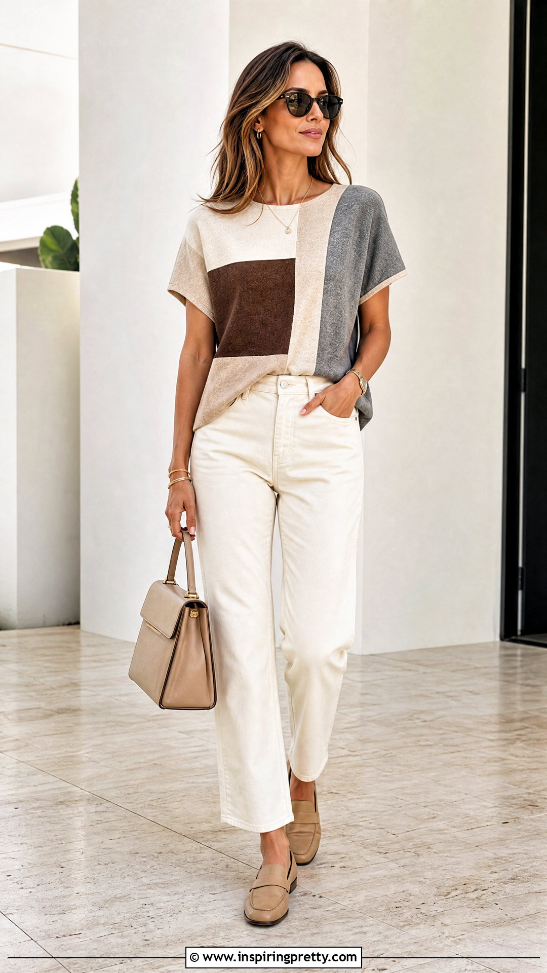 Neutral Patchwork Top Outfit - 50 patchwork top outfit ideas