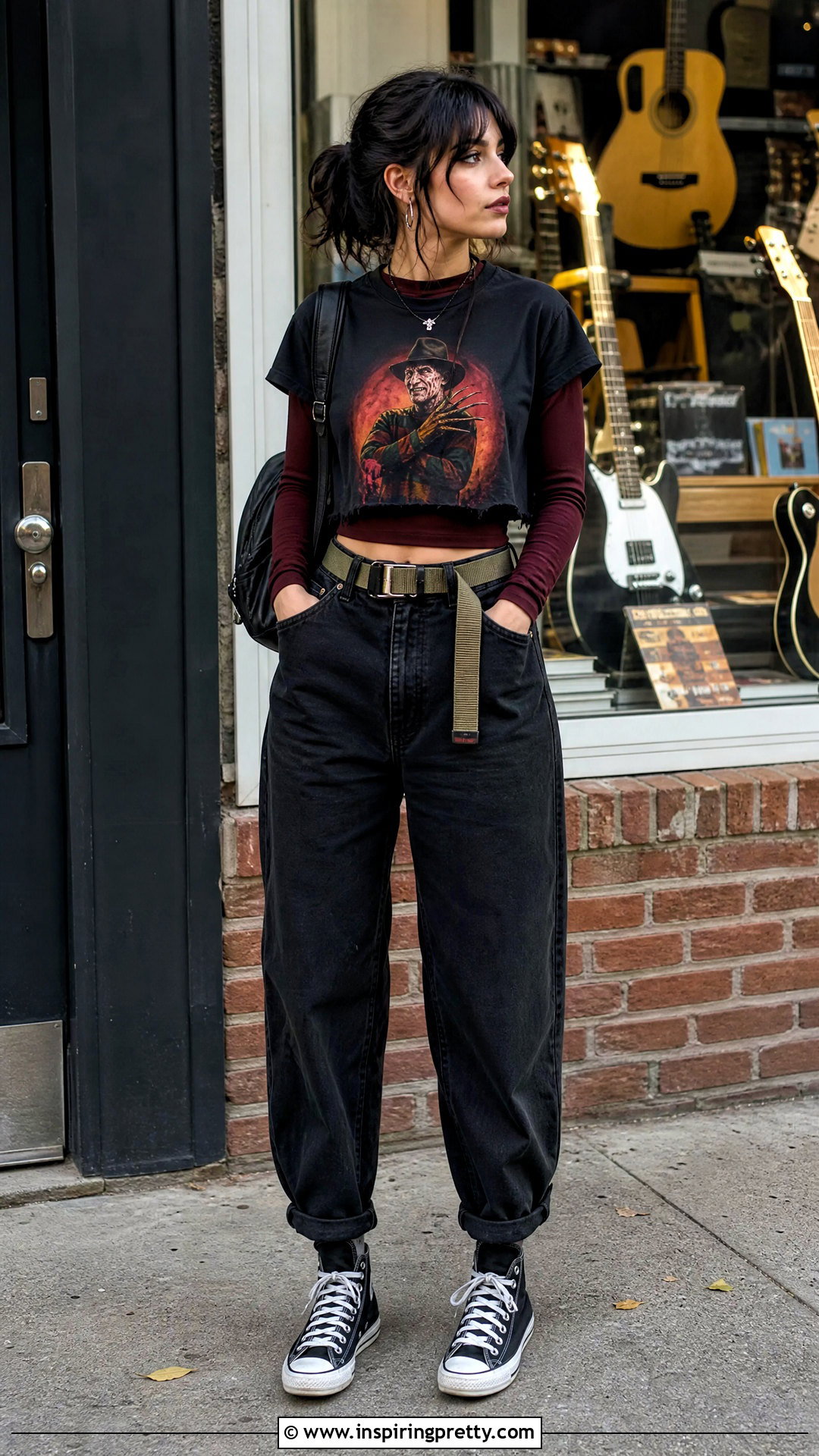 Nightmare On Elm Street Crop Top With Layered Long Sleeve Shirt - 25 Nightmare On Elm Street Crop Top outfit ideas