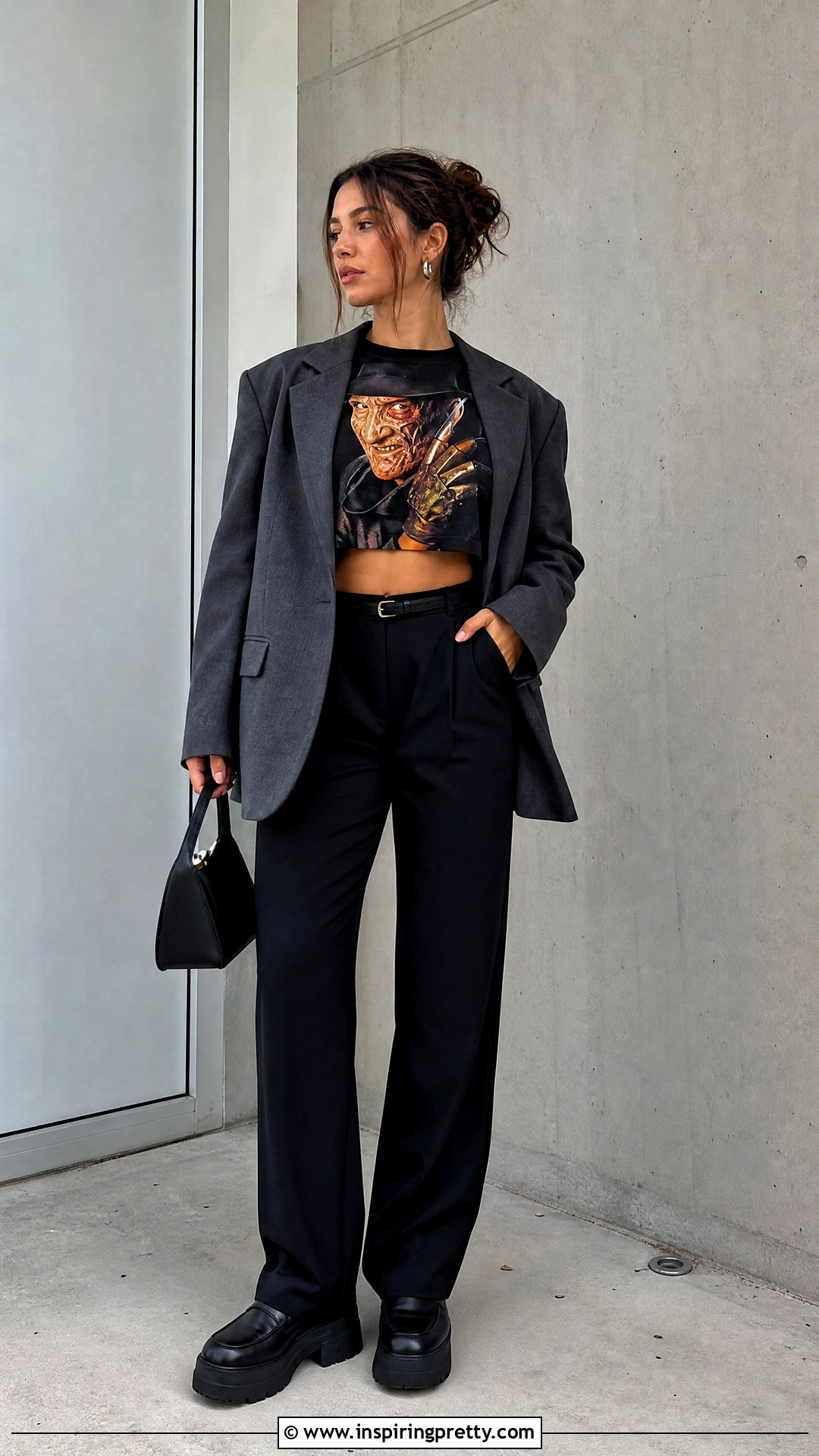 Nightmare On Elm Street Crop Top With Oversized Blazer - 25 Nightmare On Elm Street Crop Top outfit ideas