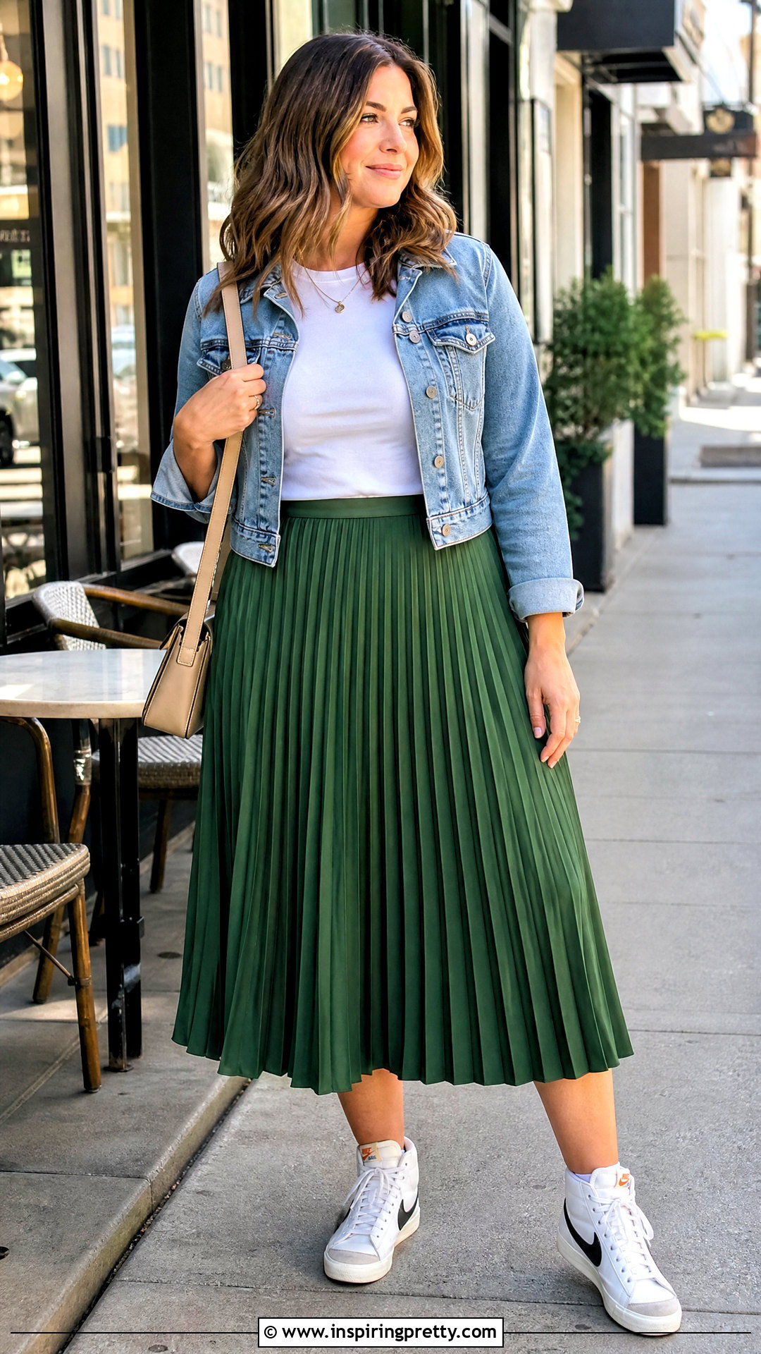 Nike Blazer With Midi Skirt and Fitted T Shirt - 20 nike blazer top outfit ideas