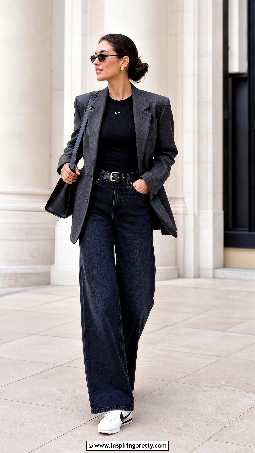Nike Fitted Top With Wide Leg Jeans - 25 nike top aesthetic ideas