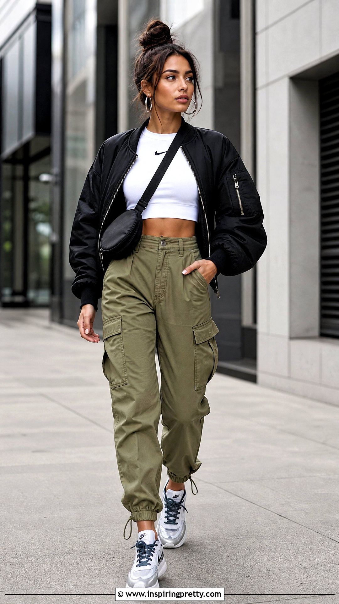 Nike Tech Crop Top With Cargo Pants - 20 nike tech crop top outfit ideas