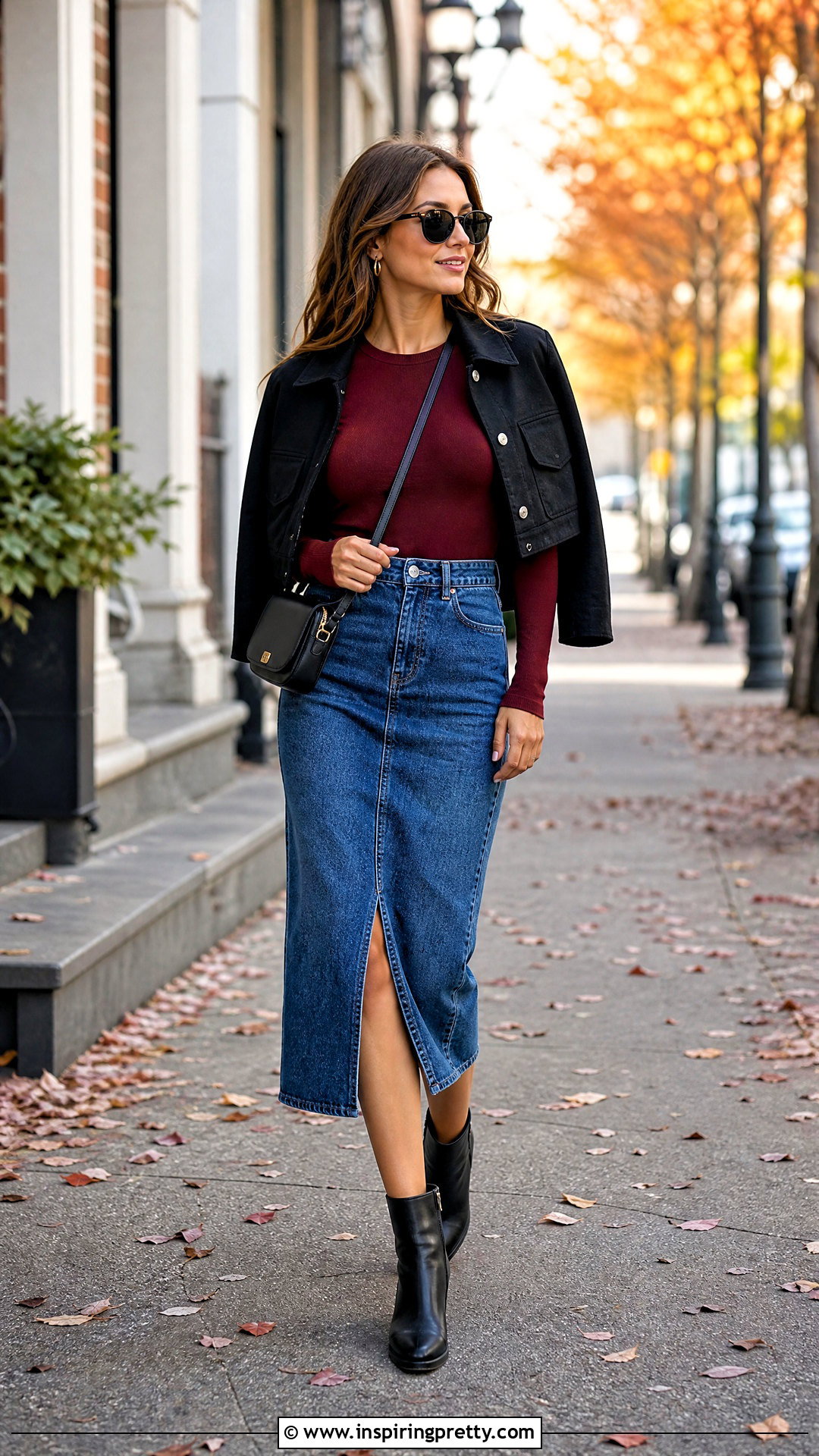 No Boundaries Long Sleeve Top With Denim Skirt - 20 no boundaries tops outfit ideas