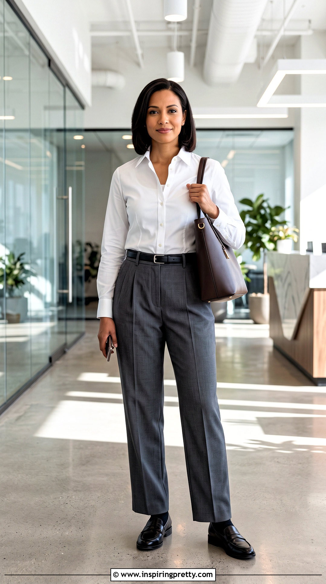 No Gape Button Down Shirt With Trousers - 50 tops for big busted women