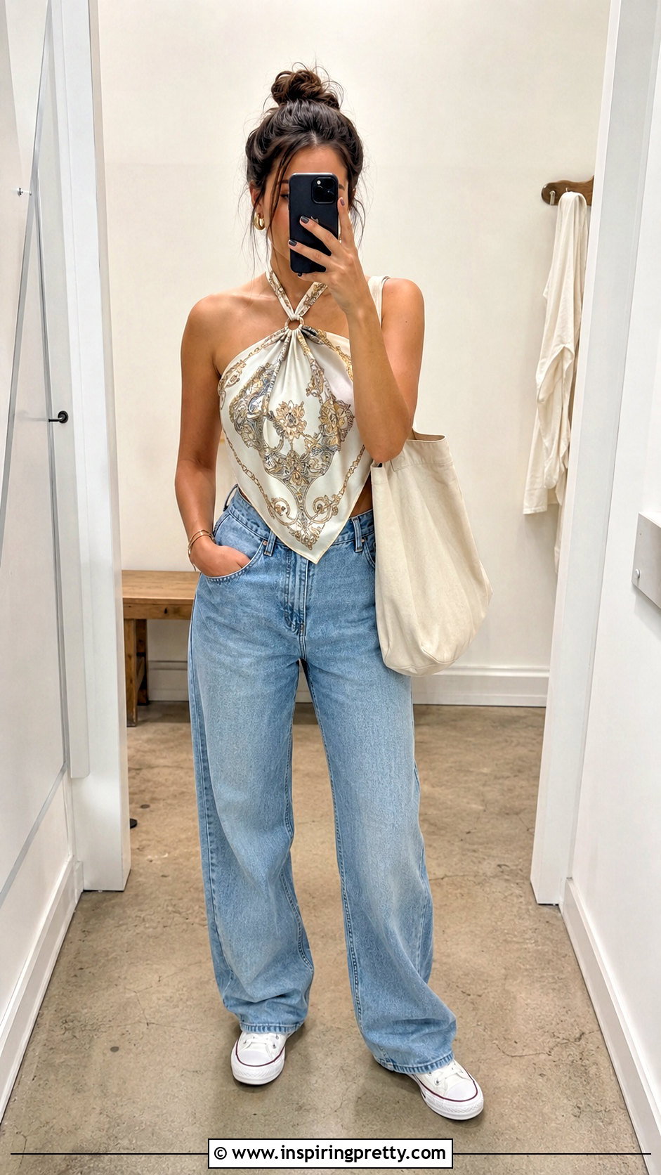 No Sew Scarf Halter Top With Relaxed Jeans - 25 diy halter top from scarf ideas