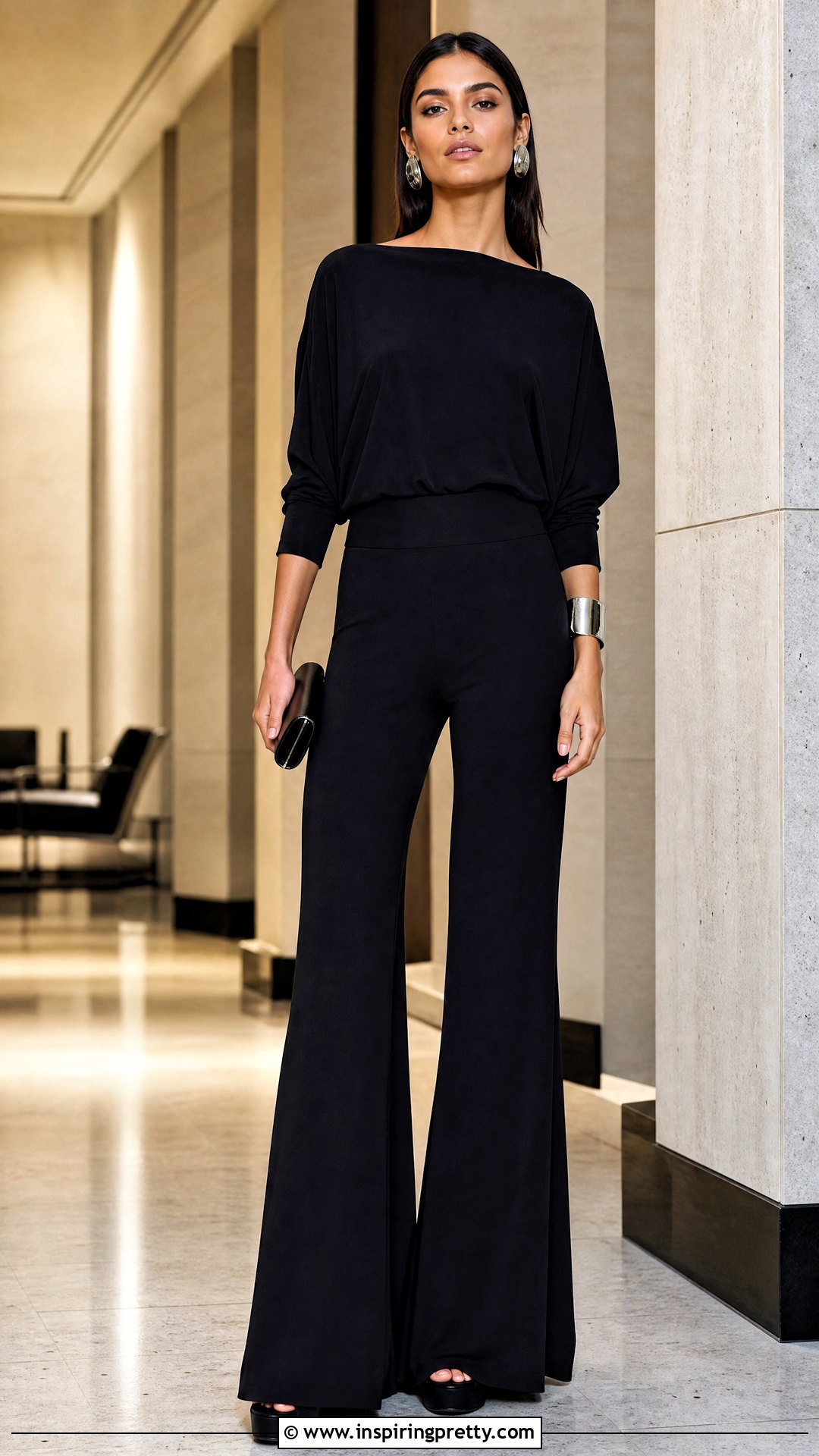 Norma Kamali Drop Shoulder Top With Flared Pants - 20 norma kamali drop shoulder top outfit ideas