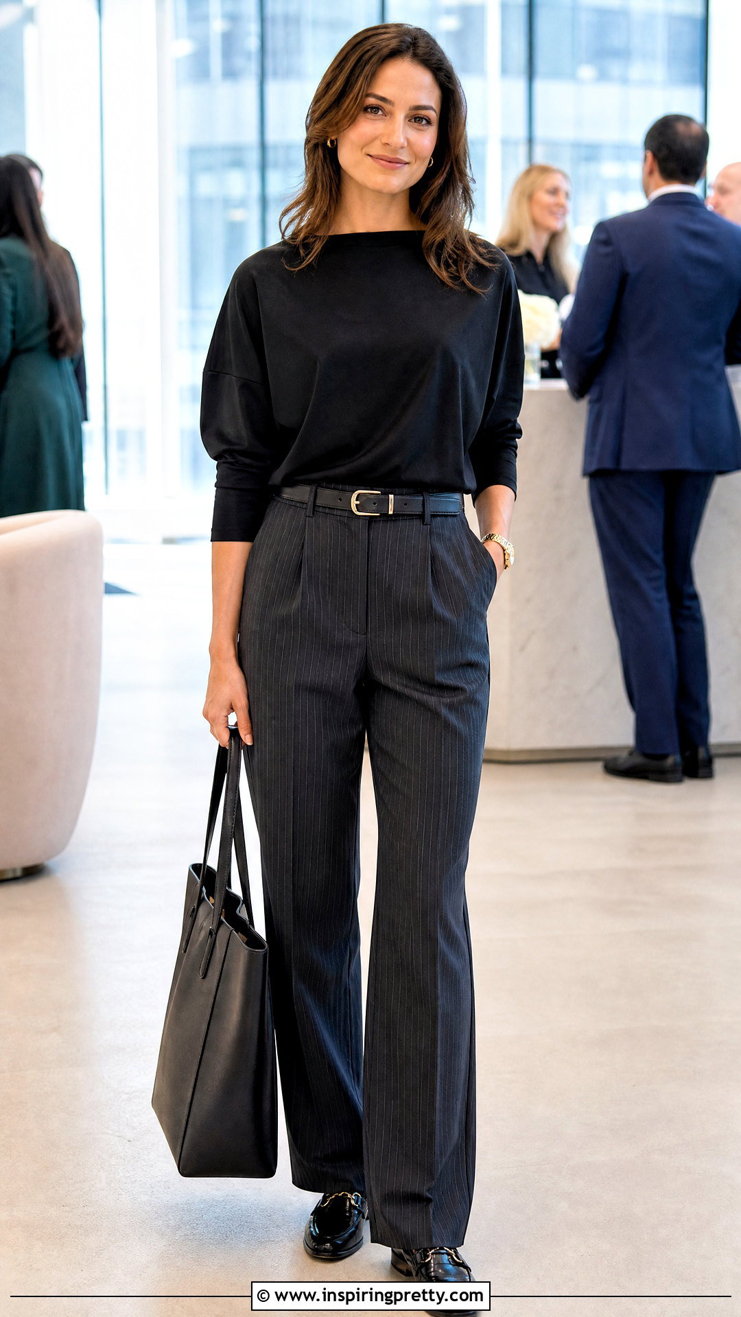 Norma Kamali Drop Shoulder Top With Suit Trousers - 20 norma kamali drop shoulder top outfit ideas