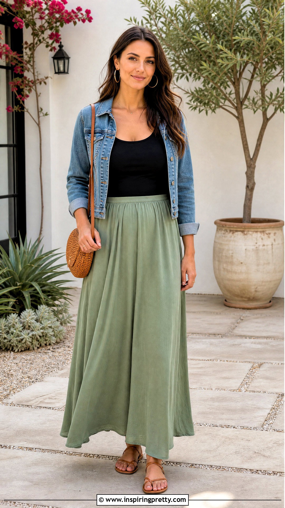 Nursing Cami Top With Maxi Skirt And Denim Jacket - 20 Nursing Cami Top outfit ideas